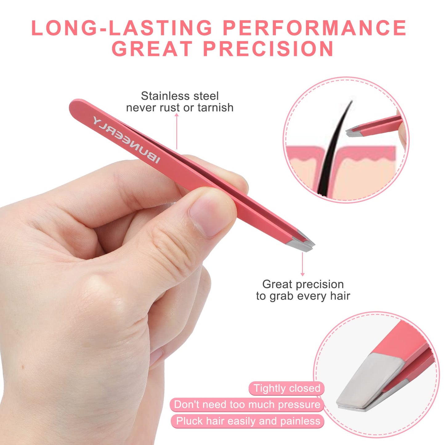 iBuneerly Eyebrows Tweezers Set, 4Pcs Stainless Steel Tweezers for Women with Travel Case, Great Precision for Ingrown Hair, Facial Hair and Splinter Beauty & Personal Care iBuneerly