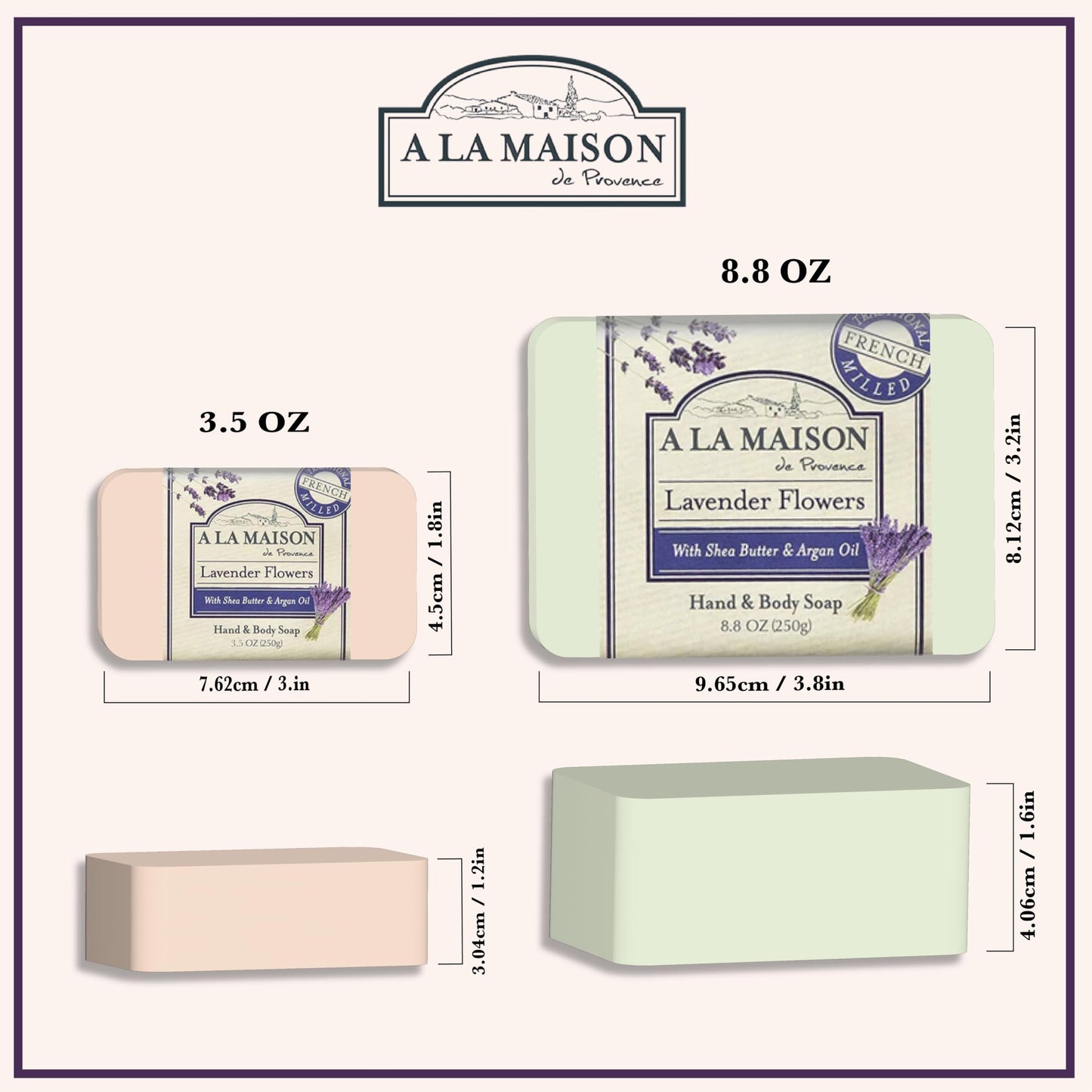 A LA MAISON Triple French Milled Bar Soap, 8.8 Ounces - Natural Moisturizing Hand Soap Bar (3 Bar of Soap, 8.8 Ounces, Sweet Almond) Beauty & Personal Care A LA MAISON