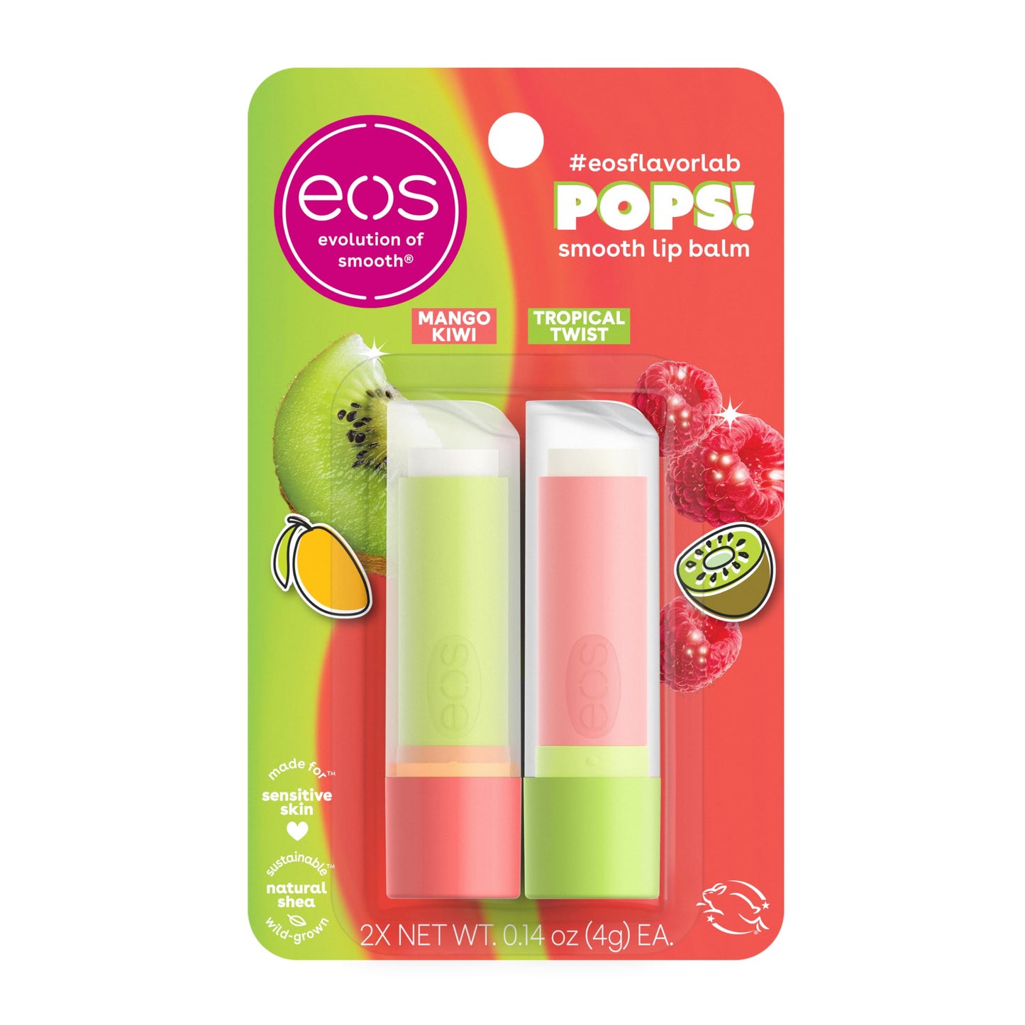 eos Flavorlab Pops! Lip Balm- Mango Kiwi & Tropical Twist, Limited-Edition, 0.14 oz, 2-Pack Beauty and Personal Care eos