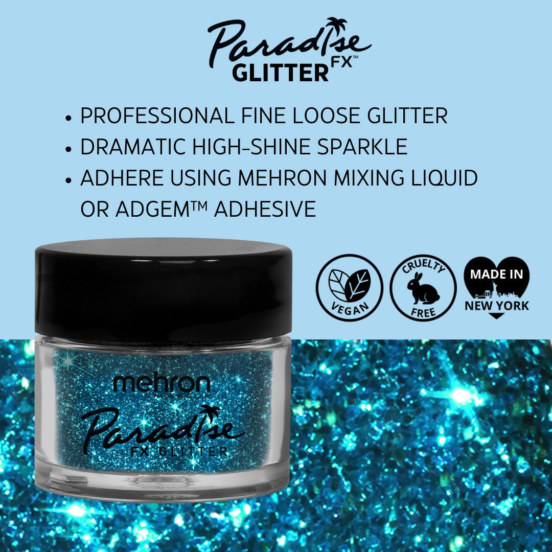 Mehron Makeup Paradise Glitter FX | Professional Cosmetic for Makeup & Art | Vibrant & Shimmering Loose Glitter .25 oz (7 g) (Blue) Beauty & Personal Care Mehron