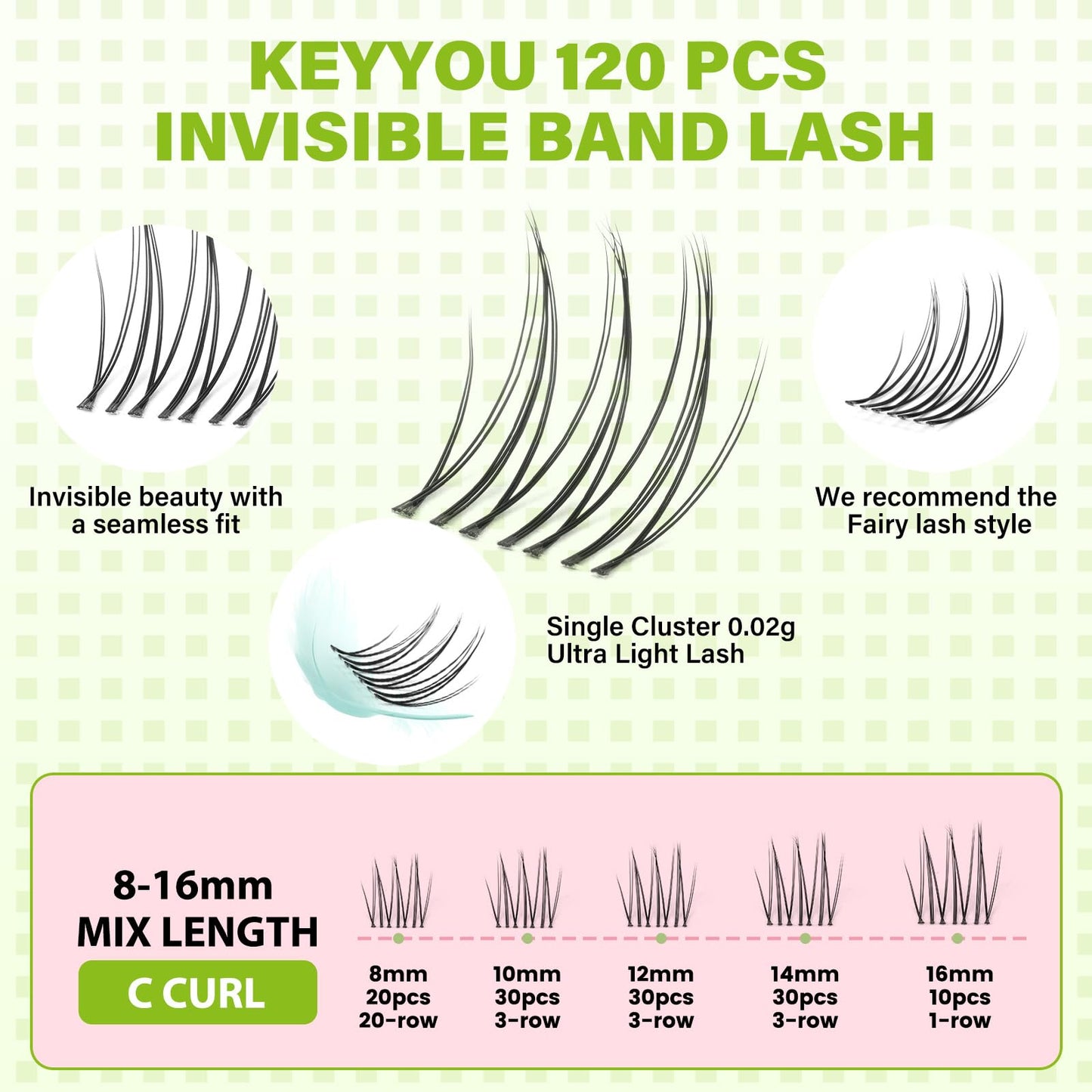 Lash Clusters 96 Pcs Cluster Lashes D Curl DIY Lash Extensions Eyelash Clusters DIY at Home (Y232) Beauty and Personal Care KEYYOU