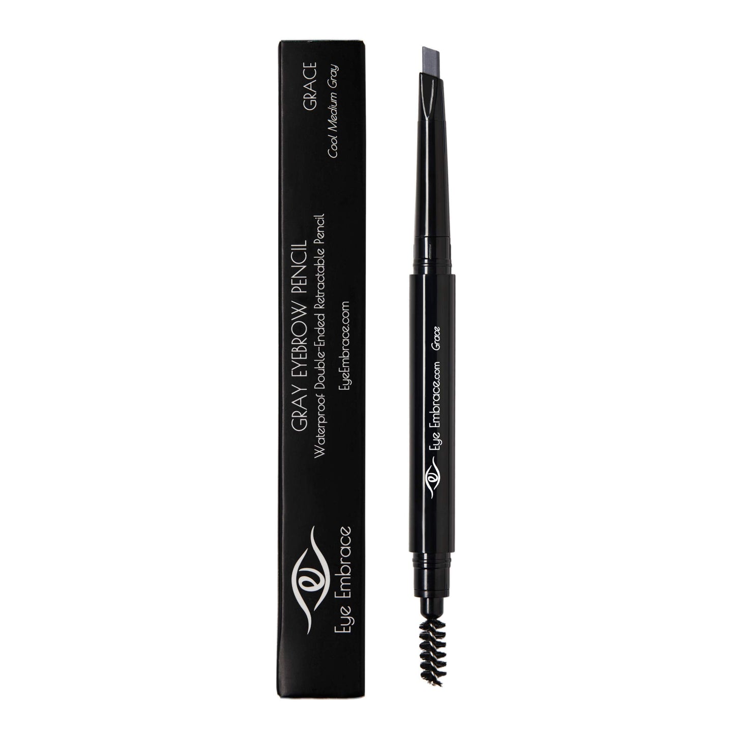 Eye Embrace Grace: Medium Gray Eyebrow Pencil - Waterproof, Double-Ended Automatic Angled Tip & Spoolie Brush, Cruelty-Free Beauty & Personal Care Eye Embrace