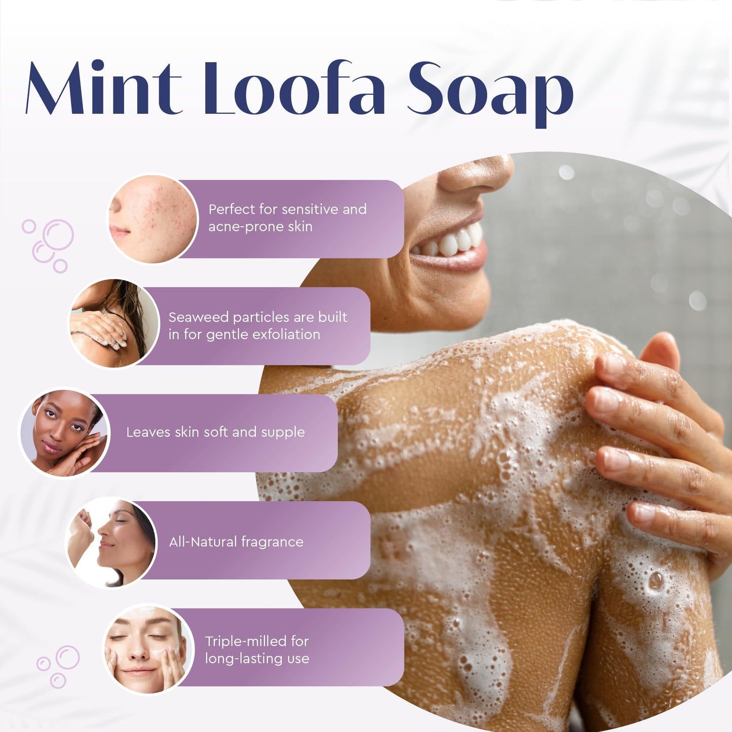 Baudelaire Exfoliating Mint Loofa Soap - Natural Fragrance - Hydrating & Moisturizing Triple-Milled Luxury, 5 oz (Pack of 6) Beauty & Personal Care Baudelaire