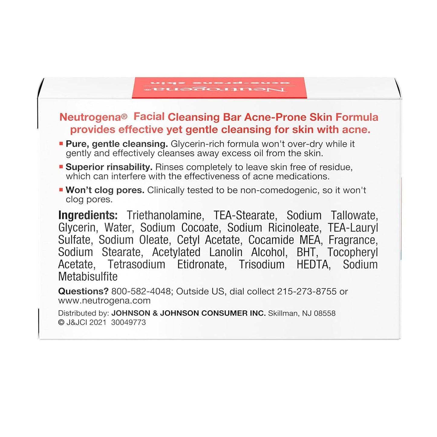 Neutrogena Facial Cleansing Bar Treatment for Acne-Prone Skin, Non-Medicated & Glycerin-Rich Hypoallergenic Formula with No Detergents or Dyes, 3.5 oz Beauty & Personal Care Neutrogena