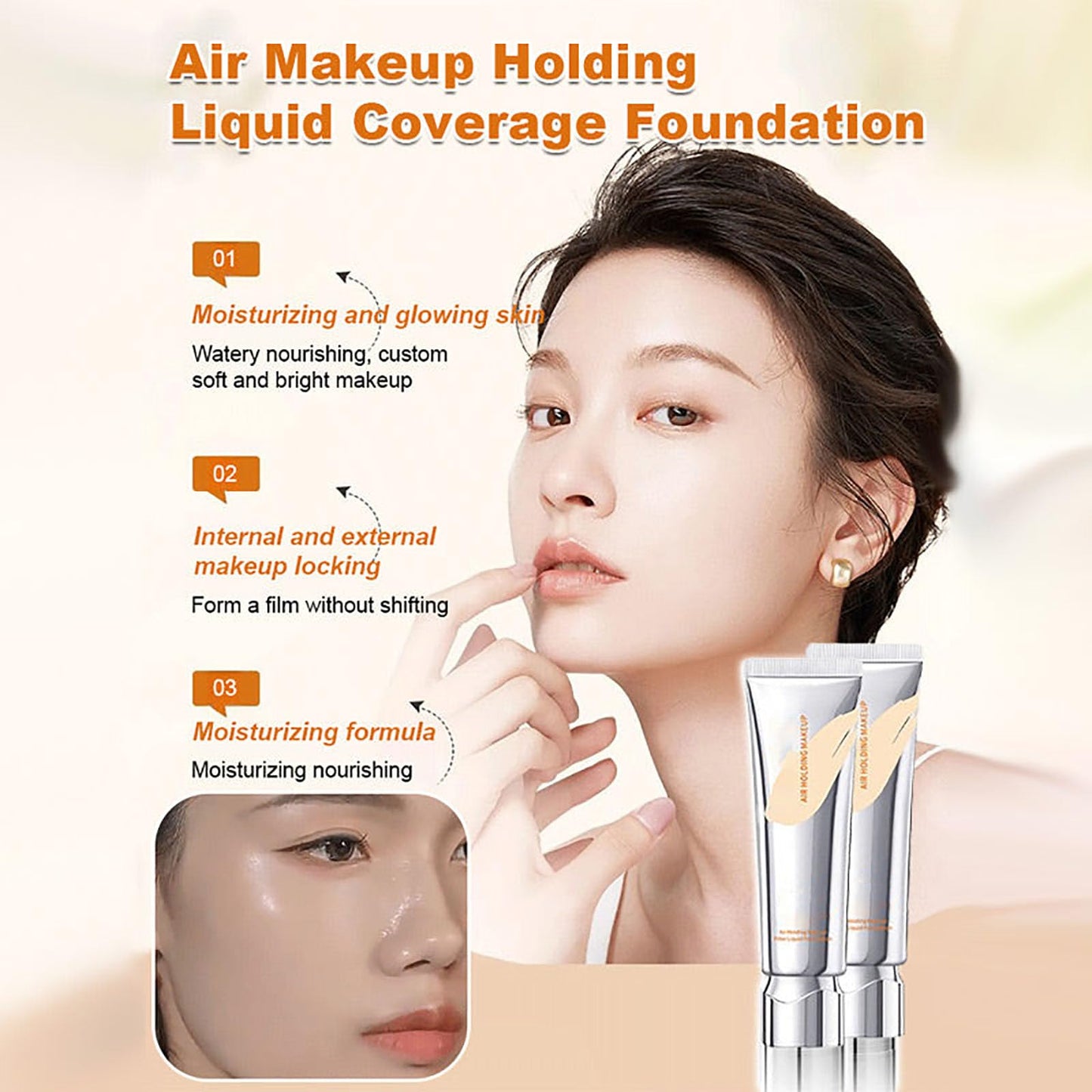 Long Lasting Full Coverage Liquid Foundation, Air Holding Makeup Filter Liquid Foundation, Instant Face Tightener No-Filter Primer, Sweatproof Beauty & Personal Care Lunkun