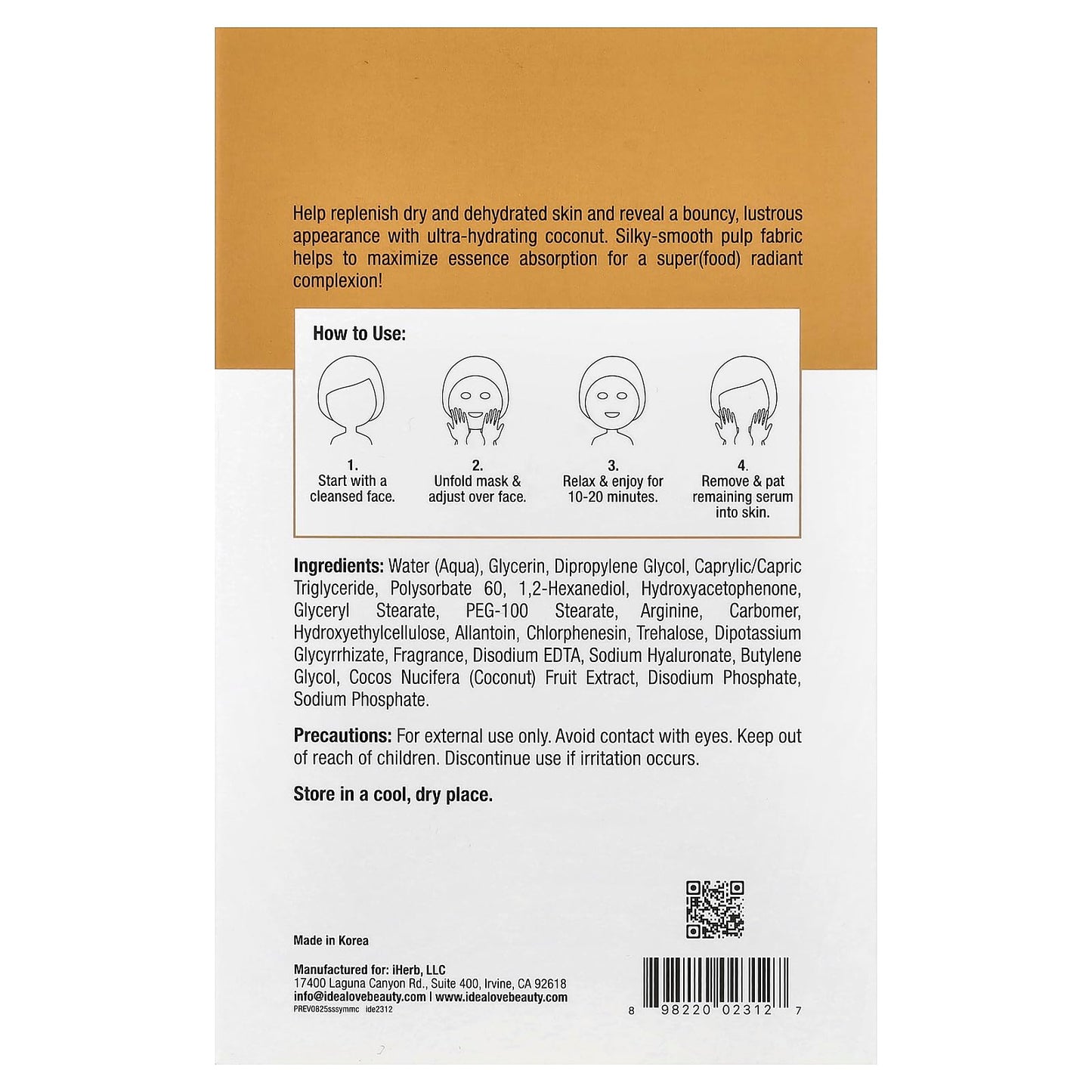 Idealove Superfood Skin Savior, You Make Me Coconuts, 5 Beauty Sheet Masks, 0.68 fl oz (20 ml) Each Beauty & Personal Care Idealove