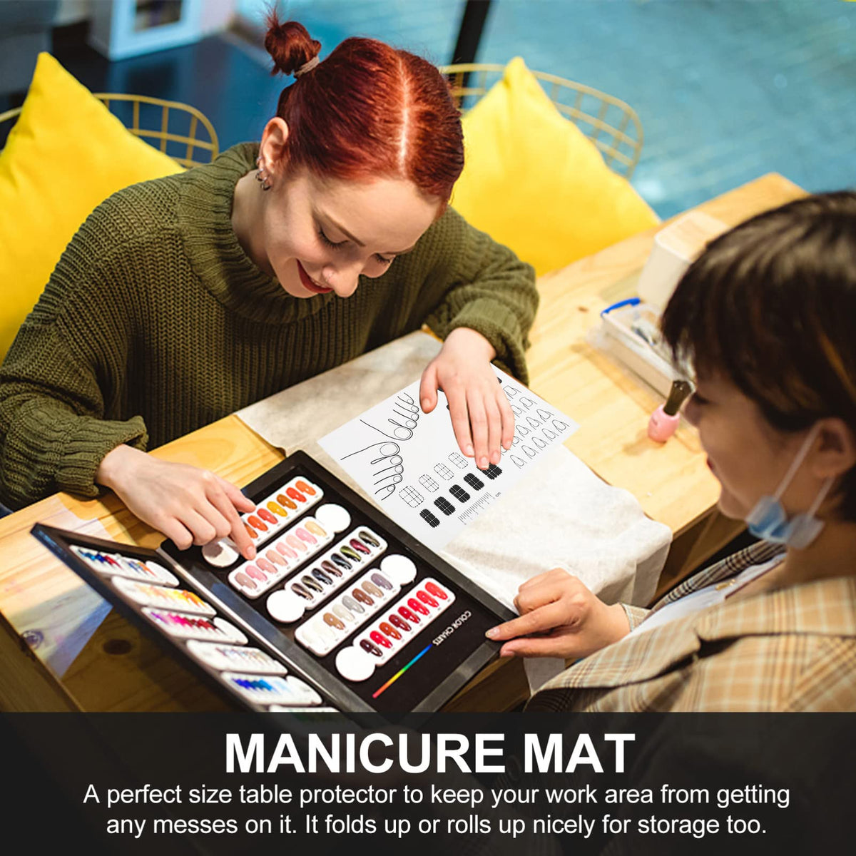 Silicone Nail Mat Acrylic Nail Training Mat Polish Practice Pad Stamping Plate Sticker Trainer Guide Table Cover Palette Tool for Polish Coloring