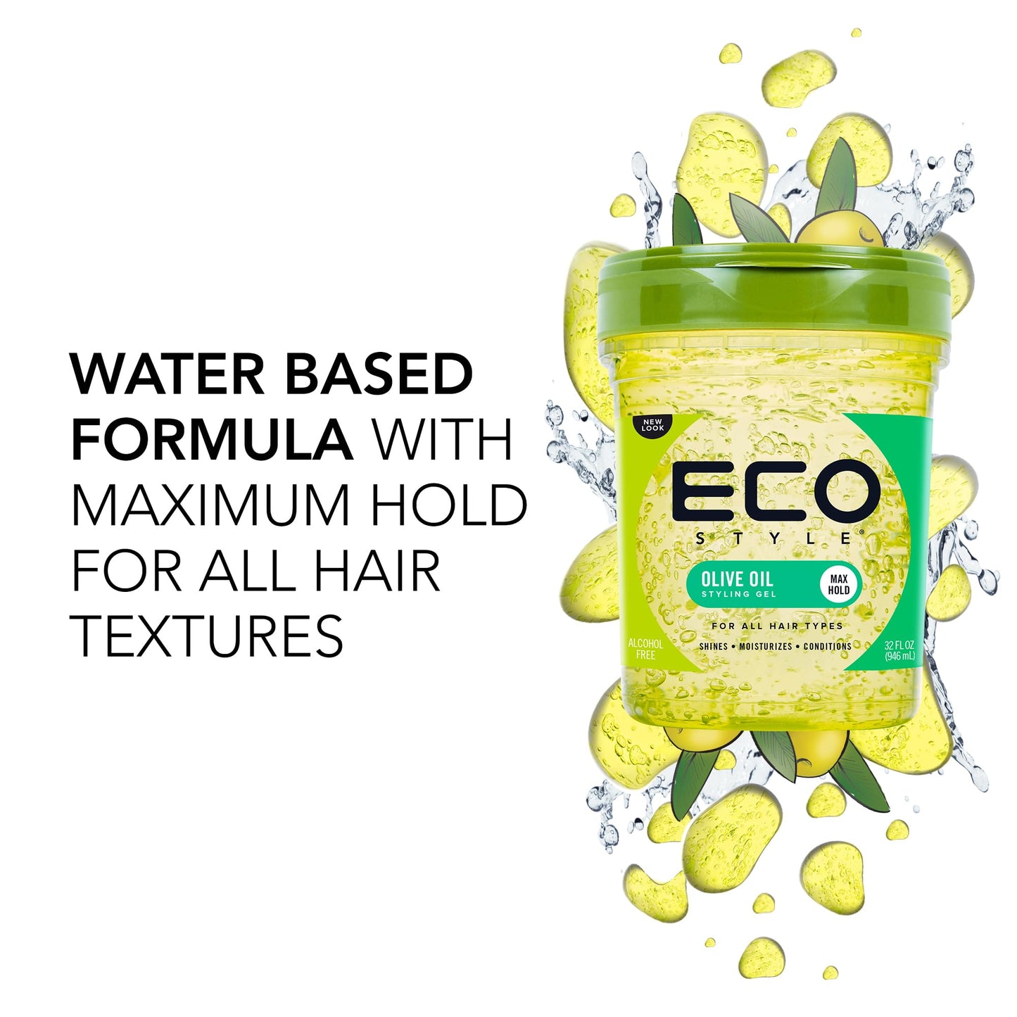 Ecoco Eco Style Gel Olive Oil - 100% Pure Olive Oil - Adds Shine And Tames Split Ends - Weightless Style - Nourishes And Repairs - Adds Moisture Beauty & Personal Care Eco Style