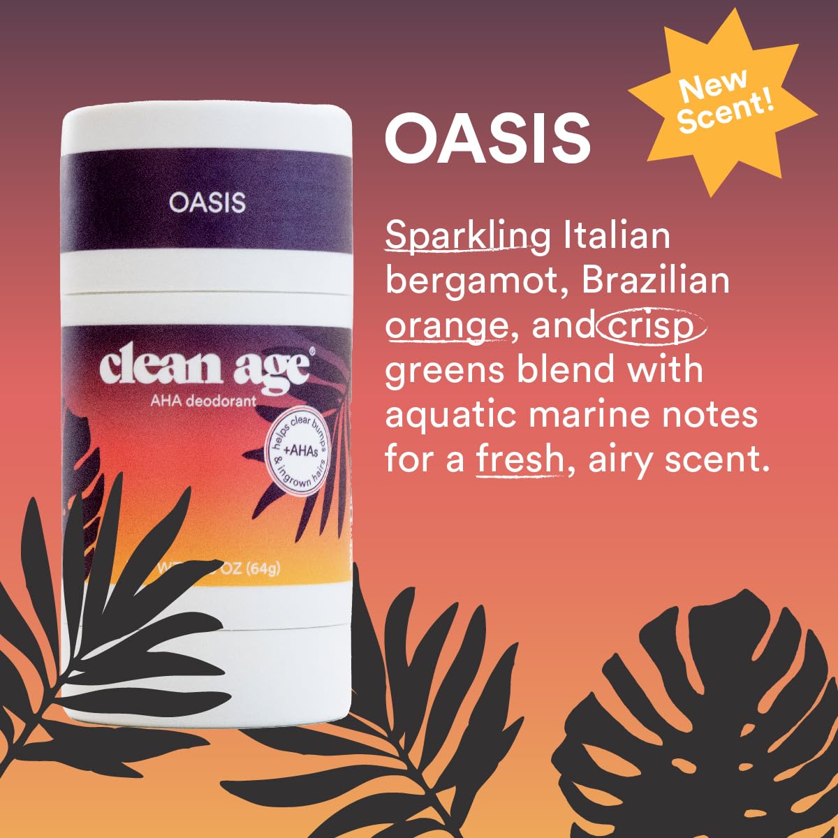 Clean Age Aluminum Free Deodorant, Oasis Scent, 2.25oz 1 Pack, Teen Deodorant for Boys and Girls, Paraben Free, No Aluminum for Sensitive Skin, Beauty and Personal Care CLEAN AGE