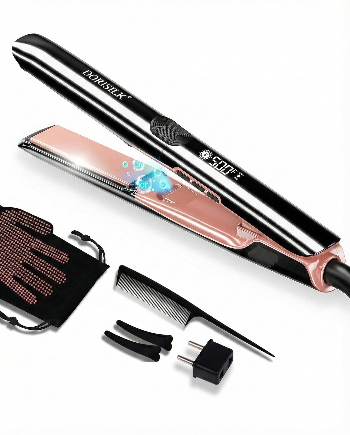 DORISILK 500 Degree High Temp Professional Hair Straightener,30s Fast Heating Ceramic Flat Iron ,2 in 1 Hair Straightener and Curler,Plasma Flat Iron Beauty and Personal Care DORISILK