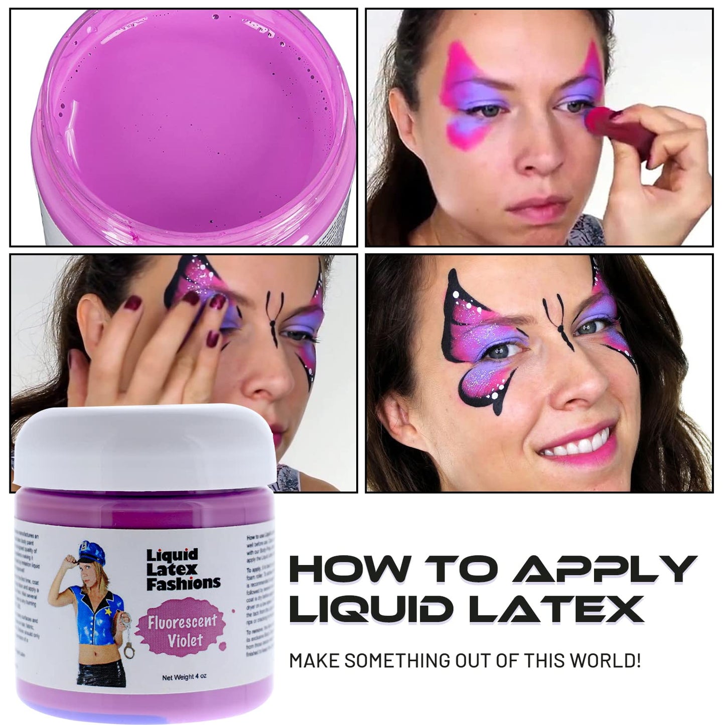Fluorescent Violet 4 Oz - Face and Body Paint Black Light UV Reactive, Halloween Latex Full Body Paint for Adults and Kids, Ideal for Art, Parties Beauty & Personal Care Liquid Latex Fashions