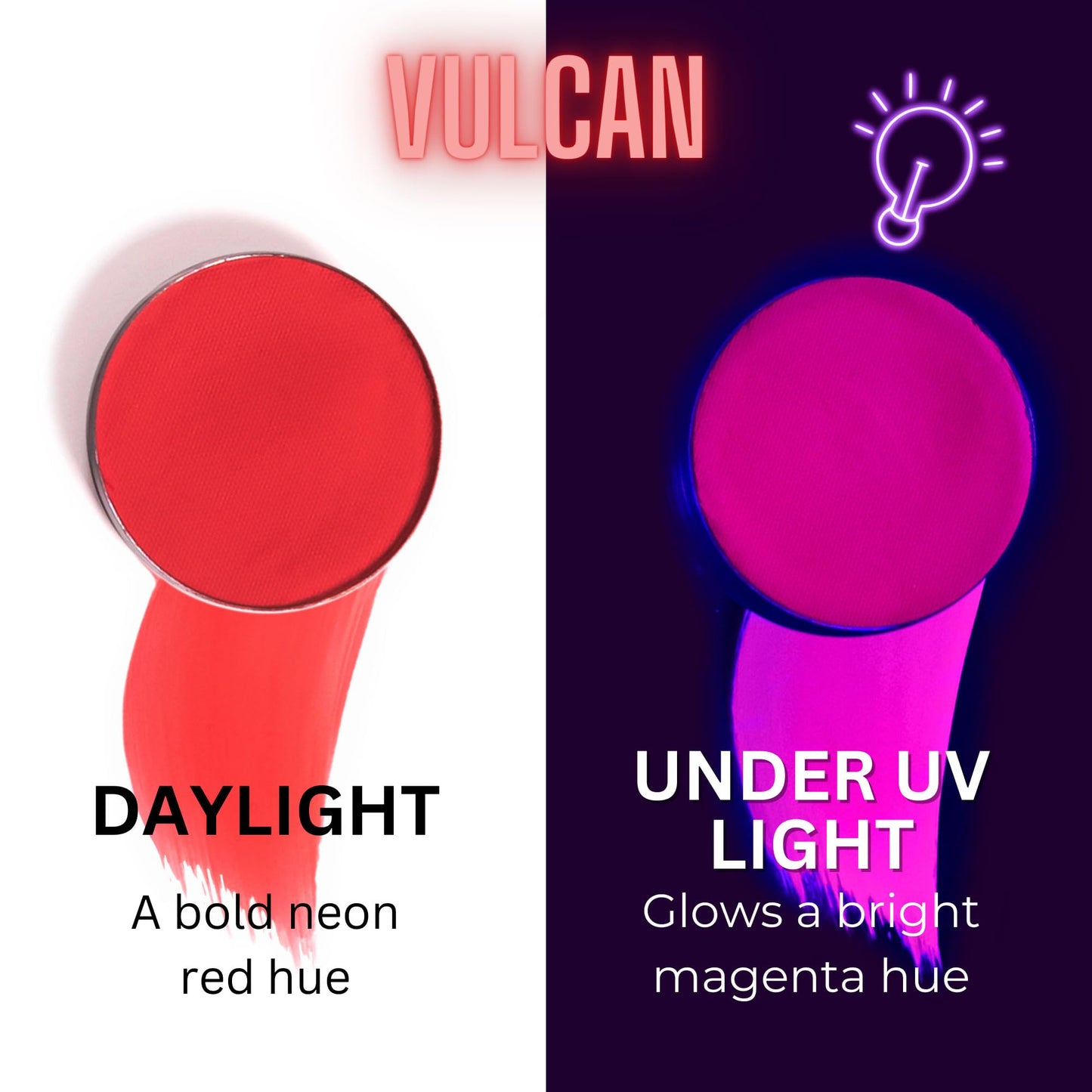 Mehron Paradise FX UV Neon Glow - Vulcan - Neon Red/Pink UV 0.25 oz | Pro Water-Activated Shimmer Paint for Raves, Costumes, SFX, Halloween, Stage Beauty & Personal Care Mehron