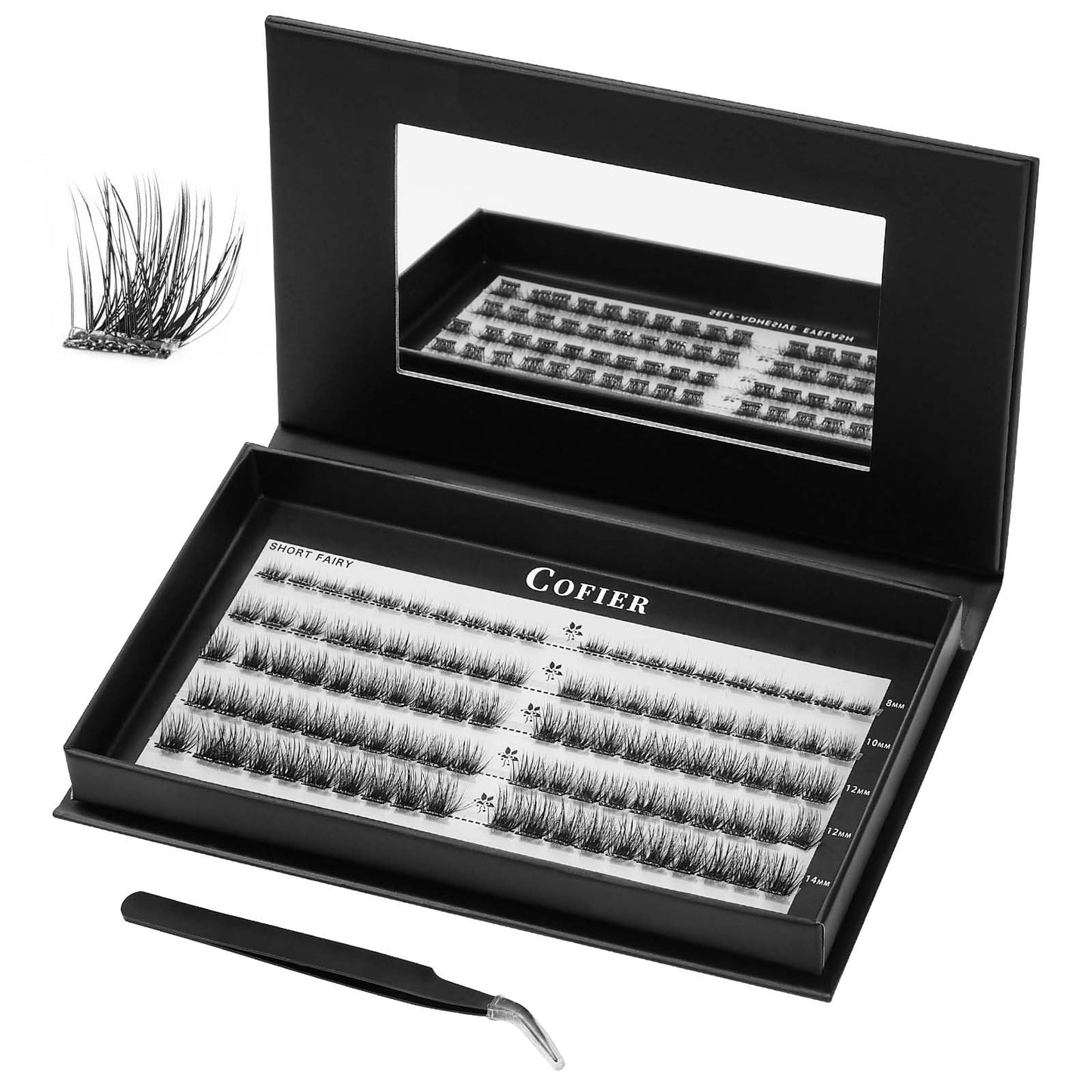 Glue-Free Wispy Lash Clusters Kit, 100 Pcs Individual Eyelash Clusters (8-14mmC Curl)- DIY Lash Extension Kit with Eyelashes Tweezers, Natural Fluffy Beauty and Personal Care CoFier Default Title
