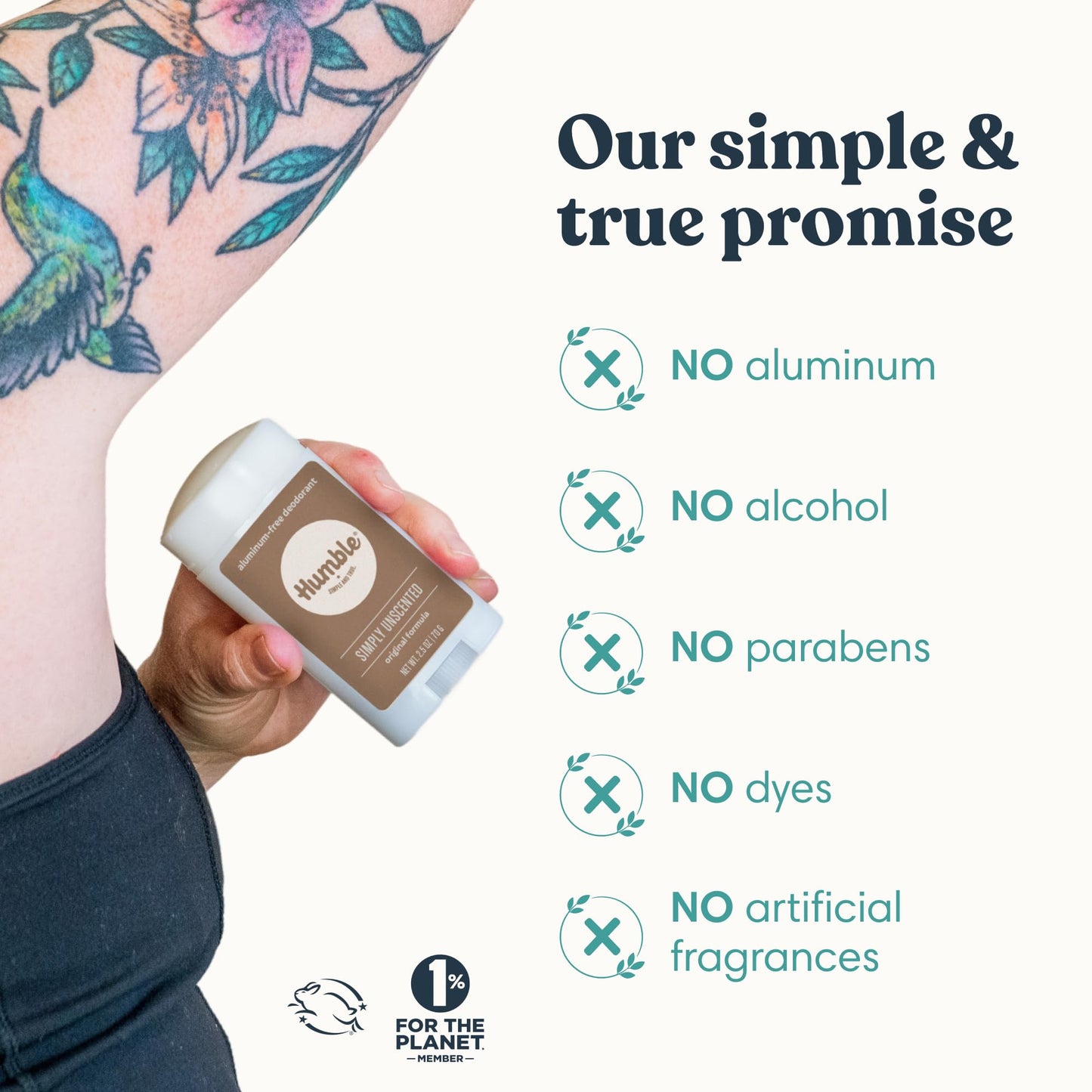 Humble Aluminum-Free Deodorant for Women & Men, Simply Unscented - Clean & Fresh Natural Deodorant Stick with Essential Oils for Long-Lasting Odor Beauty and Personal Care HUMBLE SIMPLE AND TRUE.