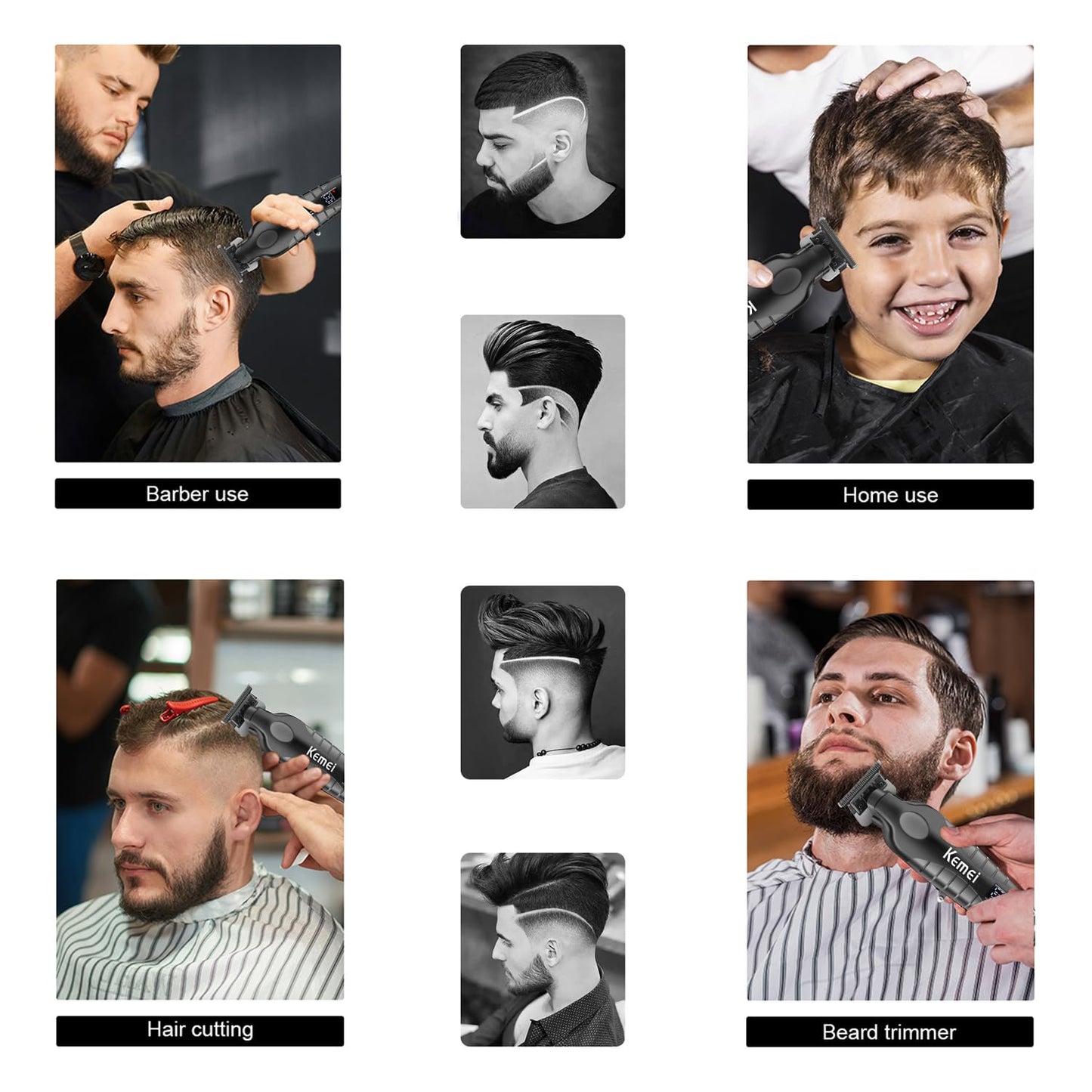 KEMEI Trimmer Professional Cordless Hair Clipper for Men Electric Beard Trimmers Barber Hair Cuttings Kit, Zero Gapped T Blade Trimmers with LCD Beauty and Personal Care KEMEI