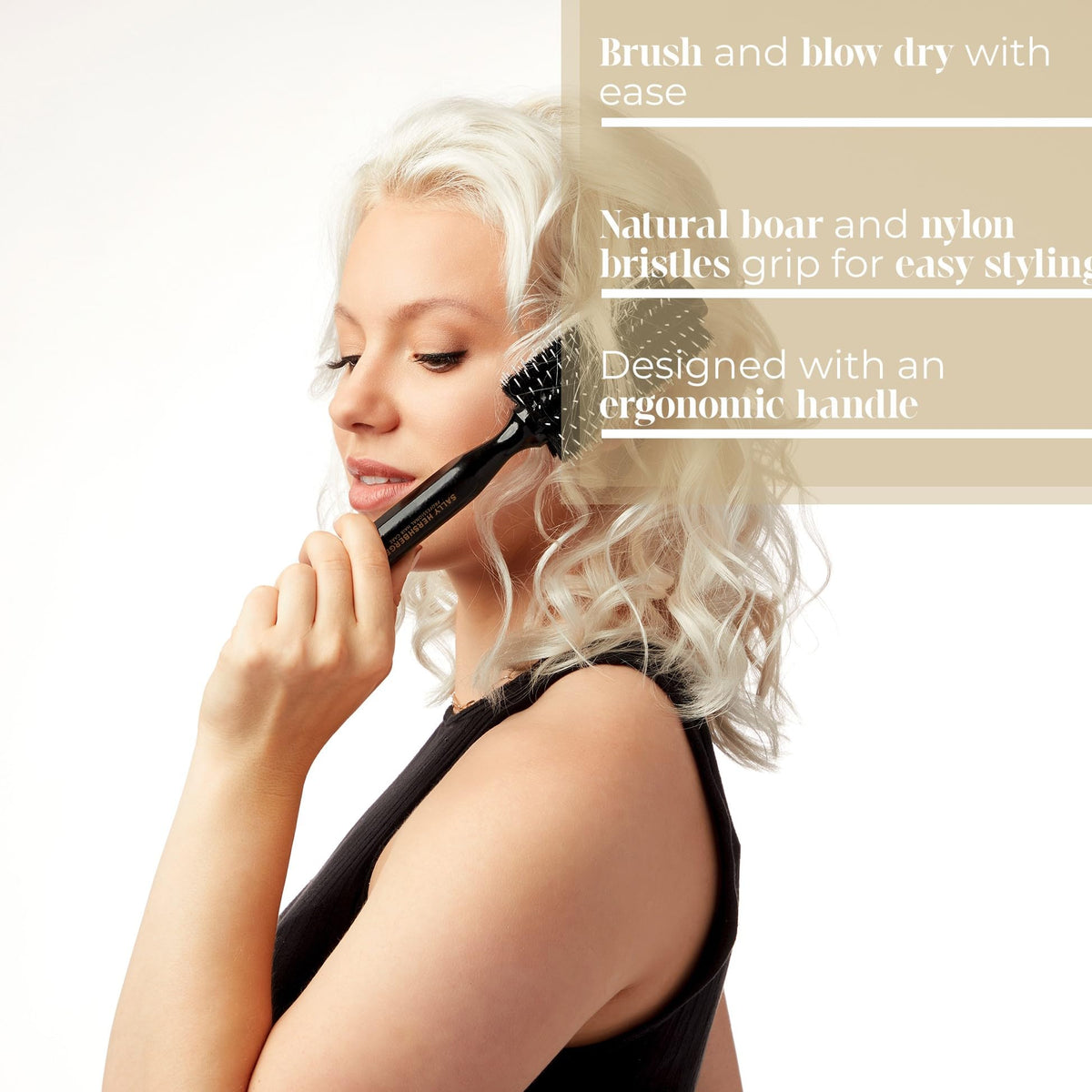 SALLY HERSHBERGER Medium Round Brush for Men & Women - Premium, Salon-Tested, Volumizing and Smoothing Barrel Hair Brush - For Styling & Blow Drying