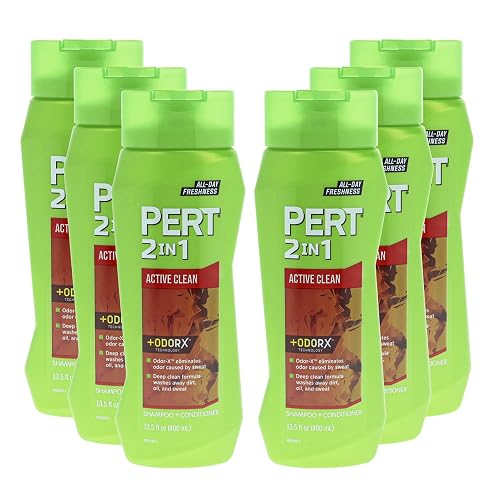 PERT 2 in 1 Active Clean Shampoo and Conditioner - Deep Clean with Odor Elimination Technology - Leaves Hair Manageable and Fresh All Day - 6 pc Beauty & Personal Care Pert