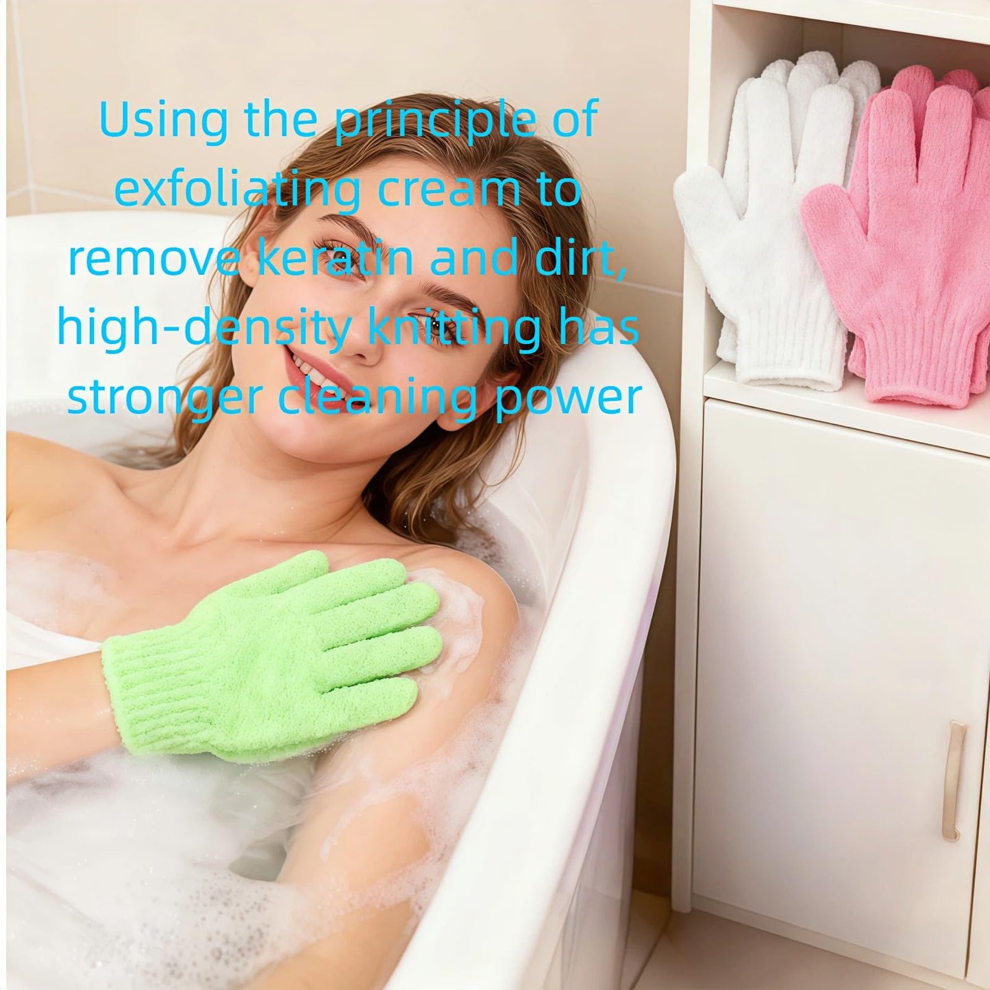Geettcaifu 4 Pairs Exfoliating Bath Gloves, Nylon Double Sided Exfoliating Gloves for Beauty, Spa, Massage, Skin Shower, Body Scrubber Bathing Beauty and Personal Care Geettcaifu