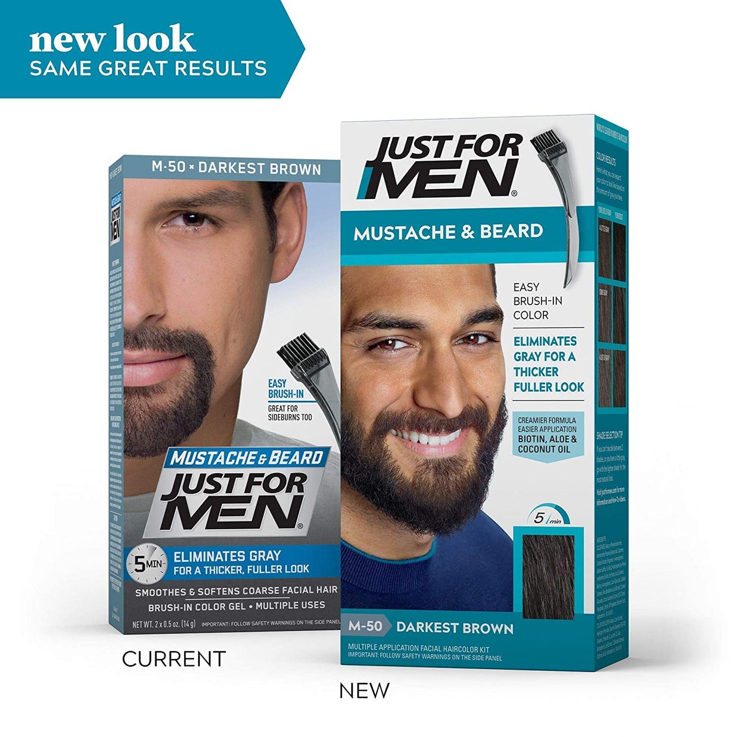 JUST FOR MEN Color Gel Mustache & Beard, M-50 Darkest Brown 1 ea (Pack of 5) Beauty & Personal Care Just for Men