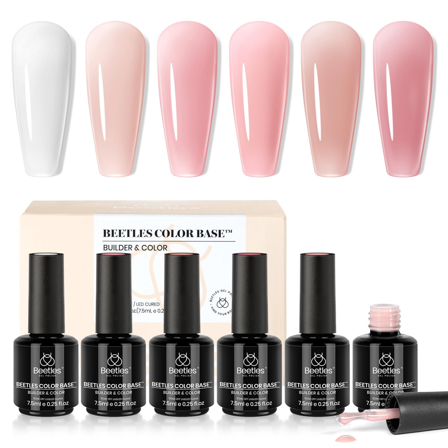 Beetles Rubber Base Builder Nail Gel Set 6 Colors 7.5ml 5 in 1 Gel Beauty and Personal Care beetles Gel Polish Default Title