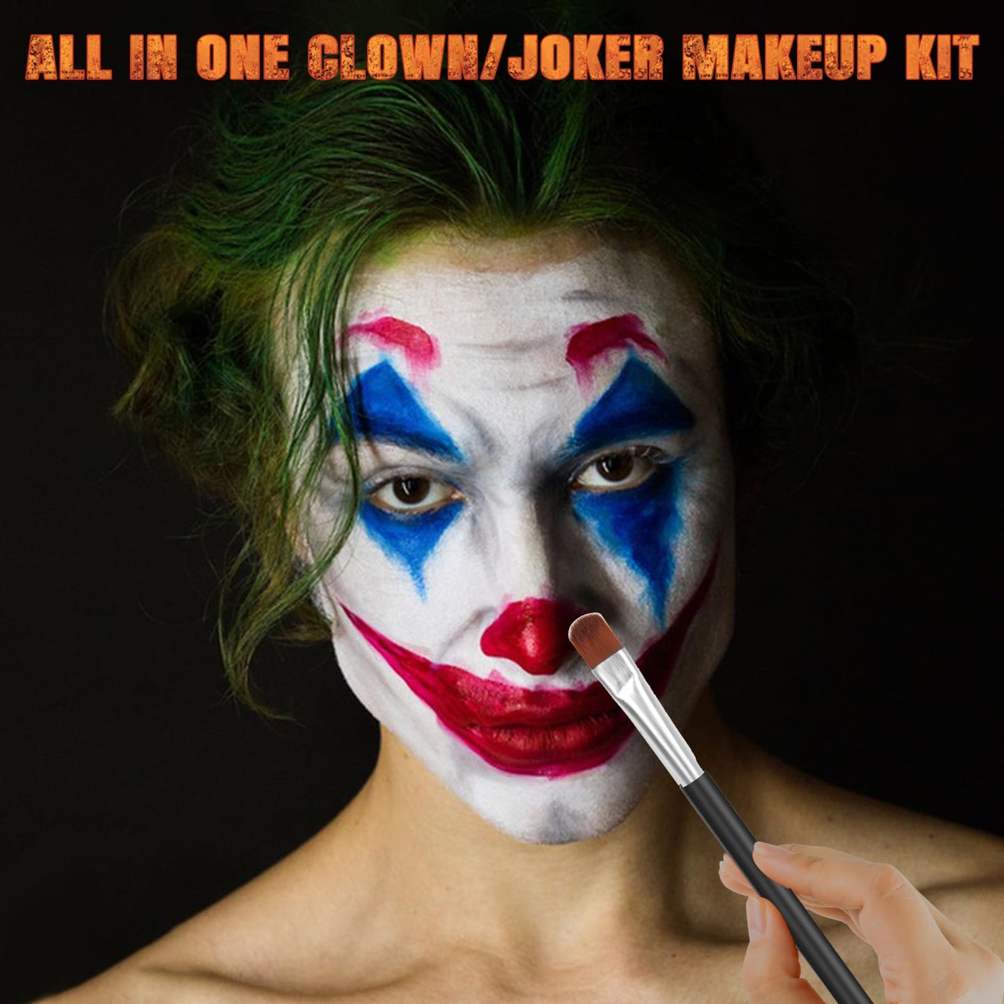 White Red Blue Face Body Paint,Halloween Clown Makeup Kit with 3 Brushes,Professional Red White Blue Face Body Painting Kit for Clown, Joker, Theater Beauty & Personal Care Js2U ZW