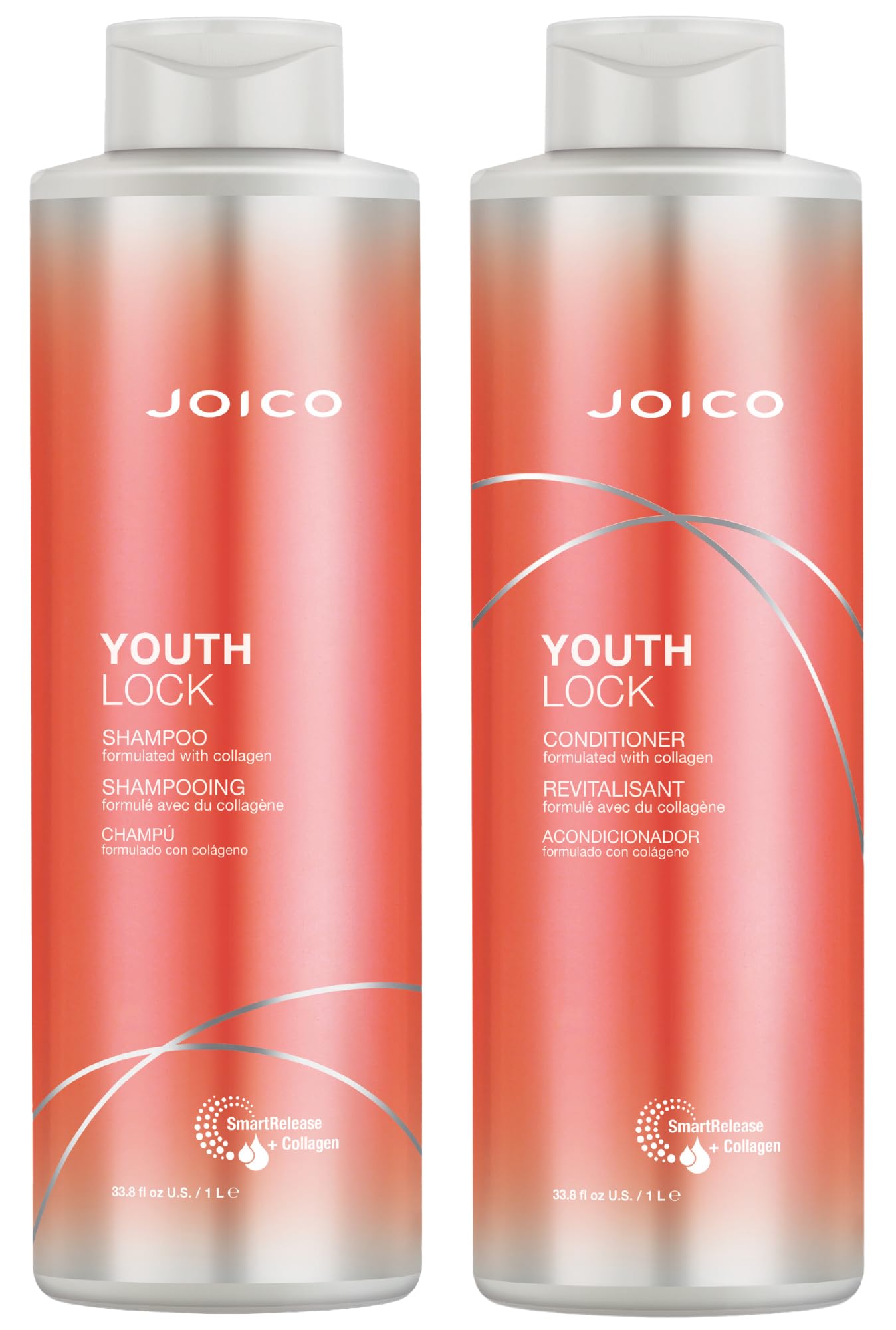 YouthLock Shampoo & Conditioner Set Formulated with Collagen | Youthful Body & Bounce | Reduce Breakage & Frizz | Free of SLS/SLES Sulfates | 33.8 Fl Beauty & Personal Care Joico