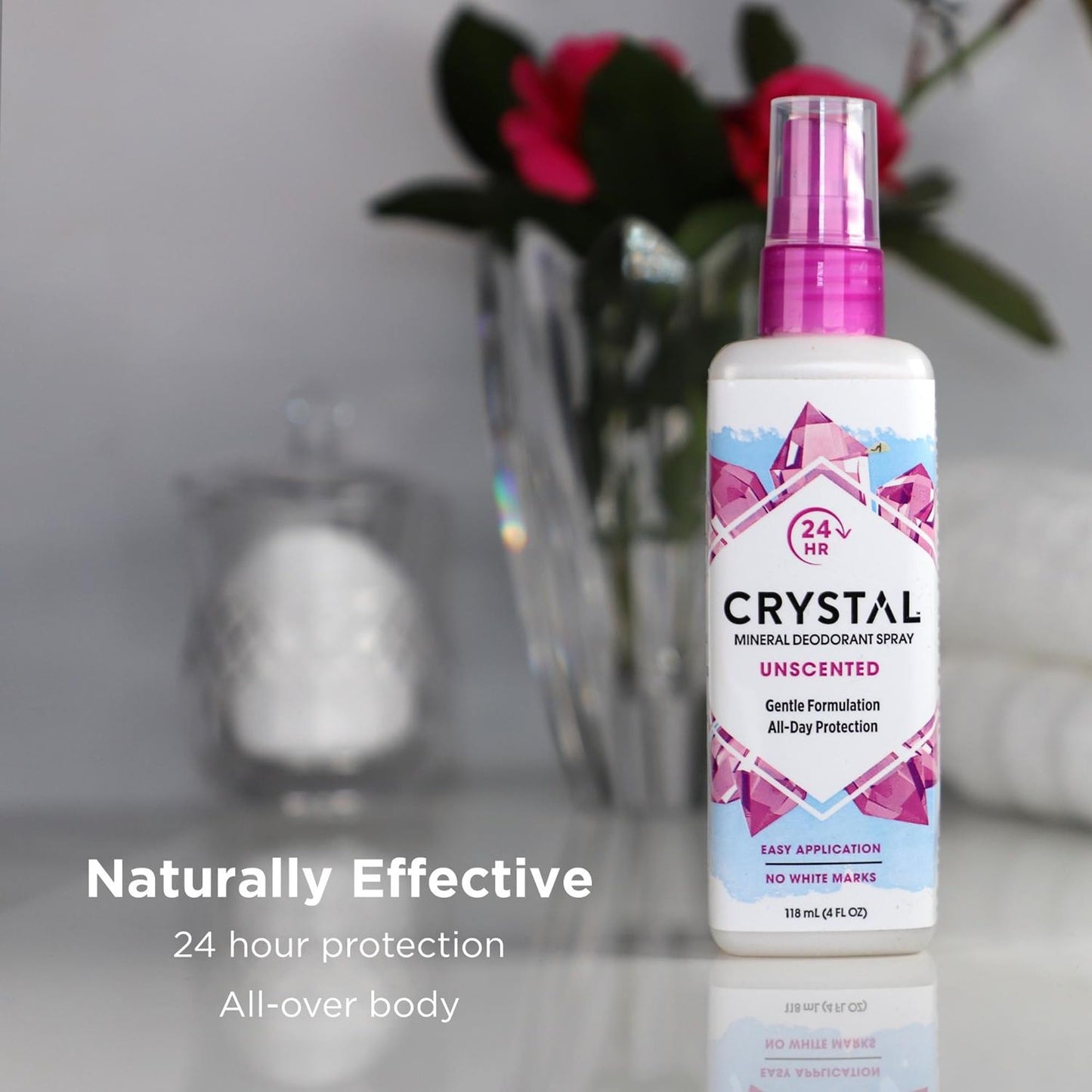 Crystal Essence Mineral Deodorant Spray, Unscented, All Over Body Deodorant, 4 Fl Oz Beauty and Personal Care Crystal Essence
