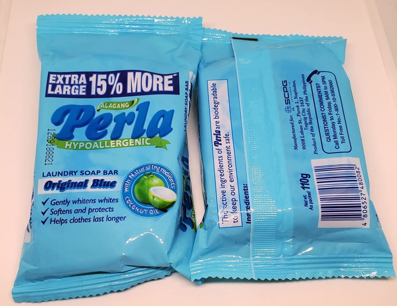 PERLA Original Blue Laundry Bar Soap, 110 grams (2) Beauty & Personal Care Perla