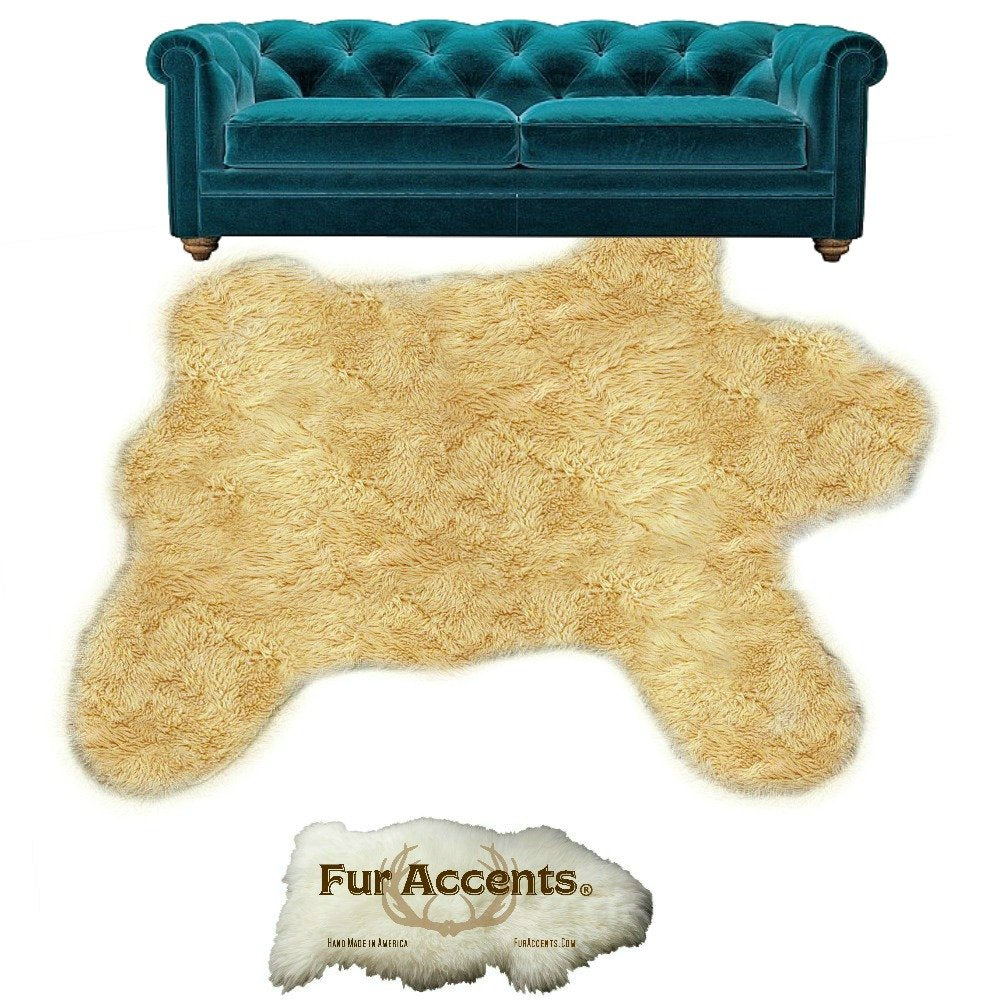 Large Bear Skin Area Throw Rug - Luxury Soft Faux Fur - Available in 6 Colors - Ultra Suede Lining - Fur Accents Original - USA (8'x10', Tan) Beauty and Personal Care Fur Accents