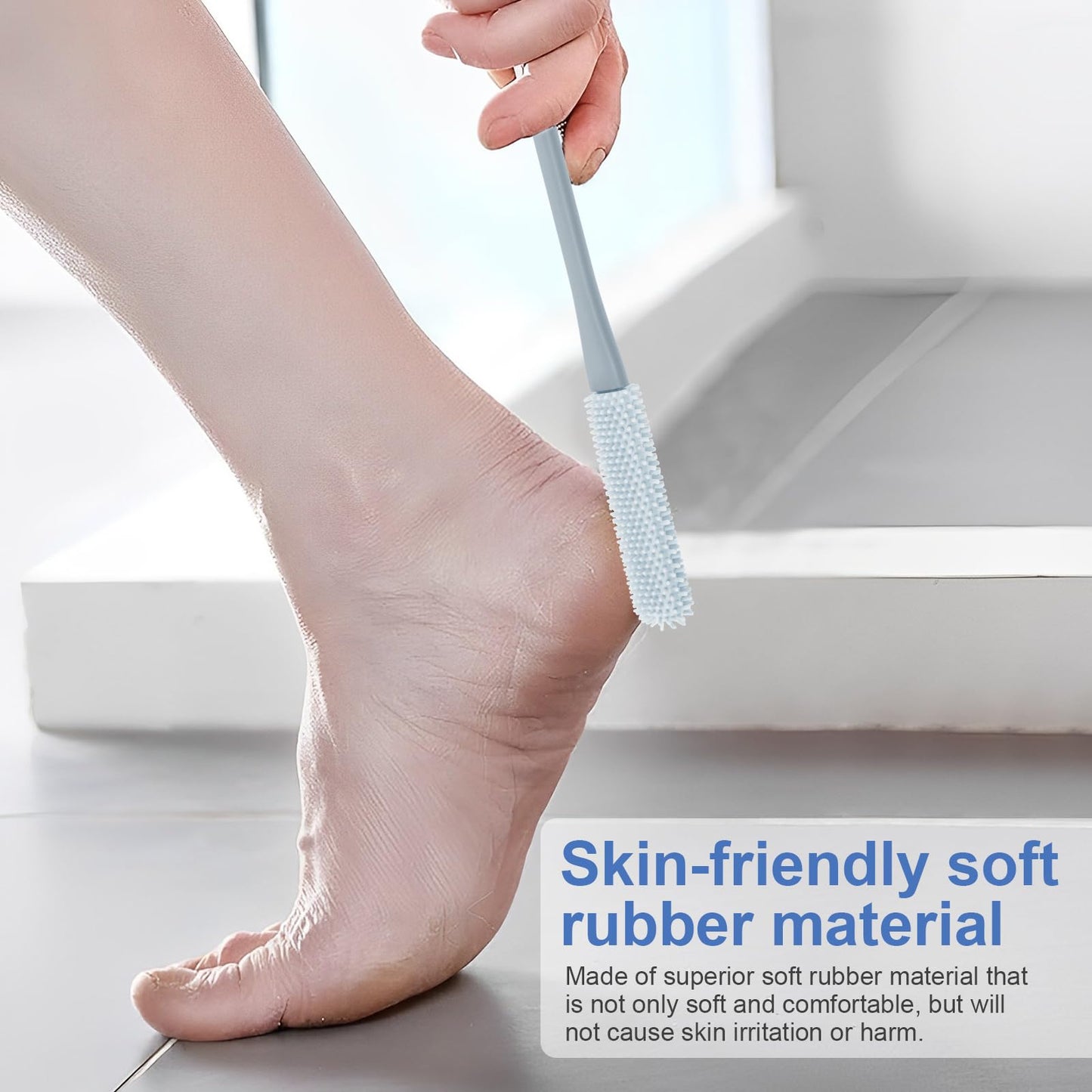 2 Pack Toe Cleaning Brush 15.7" Long Handle Soft Rubber Toe Scrubber Brush Portable Foot Brushes Feet Cleaner Scrub in Shower Foot Lotion Applicator Beauty and Personal Care KarHoeGern