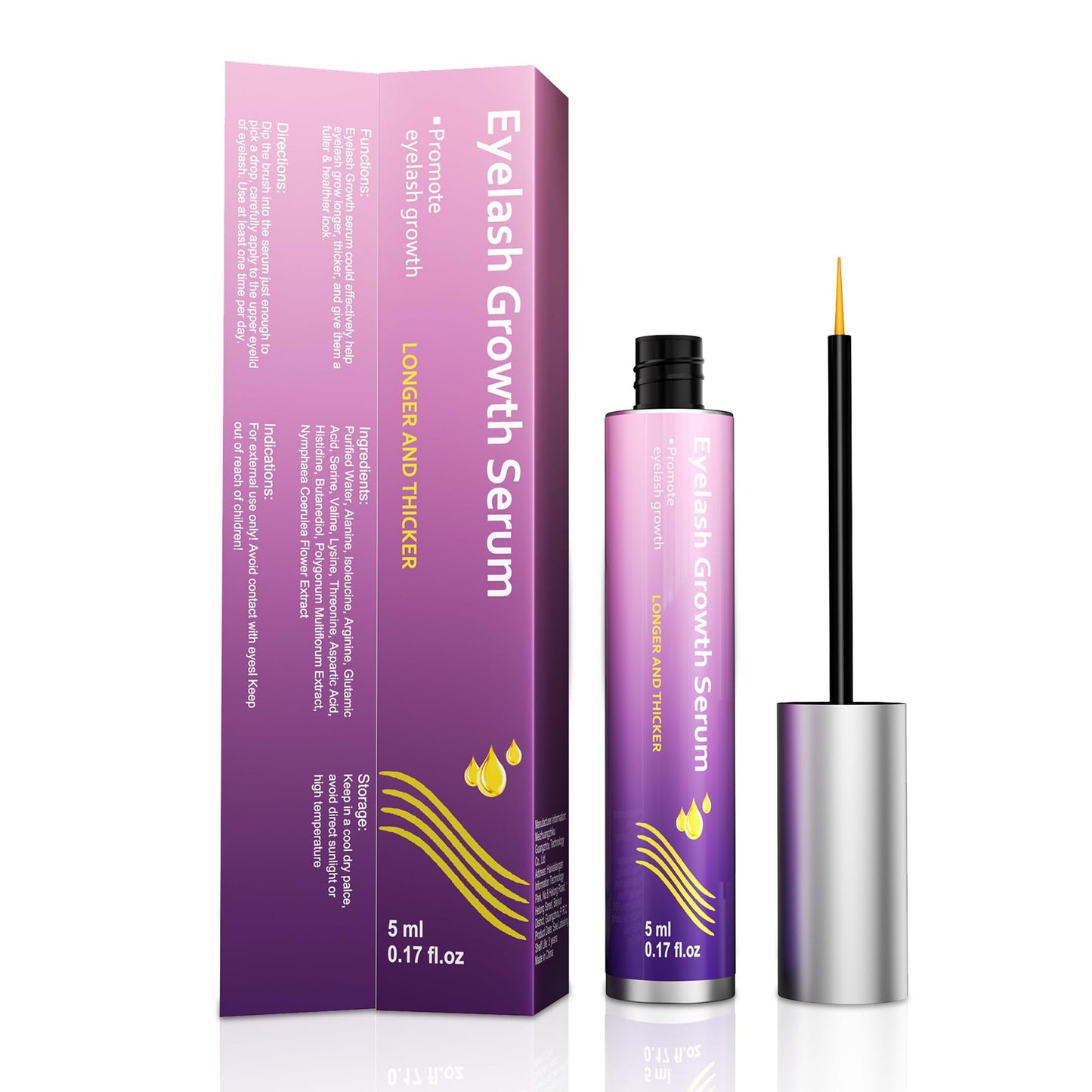 Lash Serum Natural & Vegan Eyelash Growth Serum for Longer, Thicker, Fuller Lashes Nourishing & Conditioning Formula Safe for Sensitive Eyes - 5ml Beauty & Personal Care Vxzit