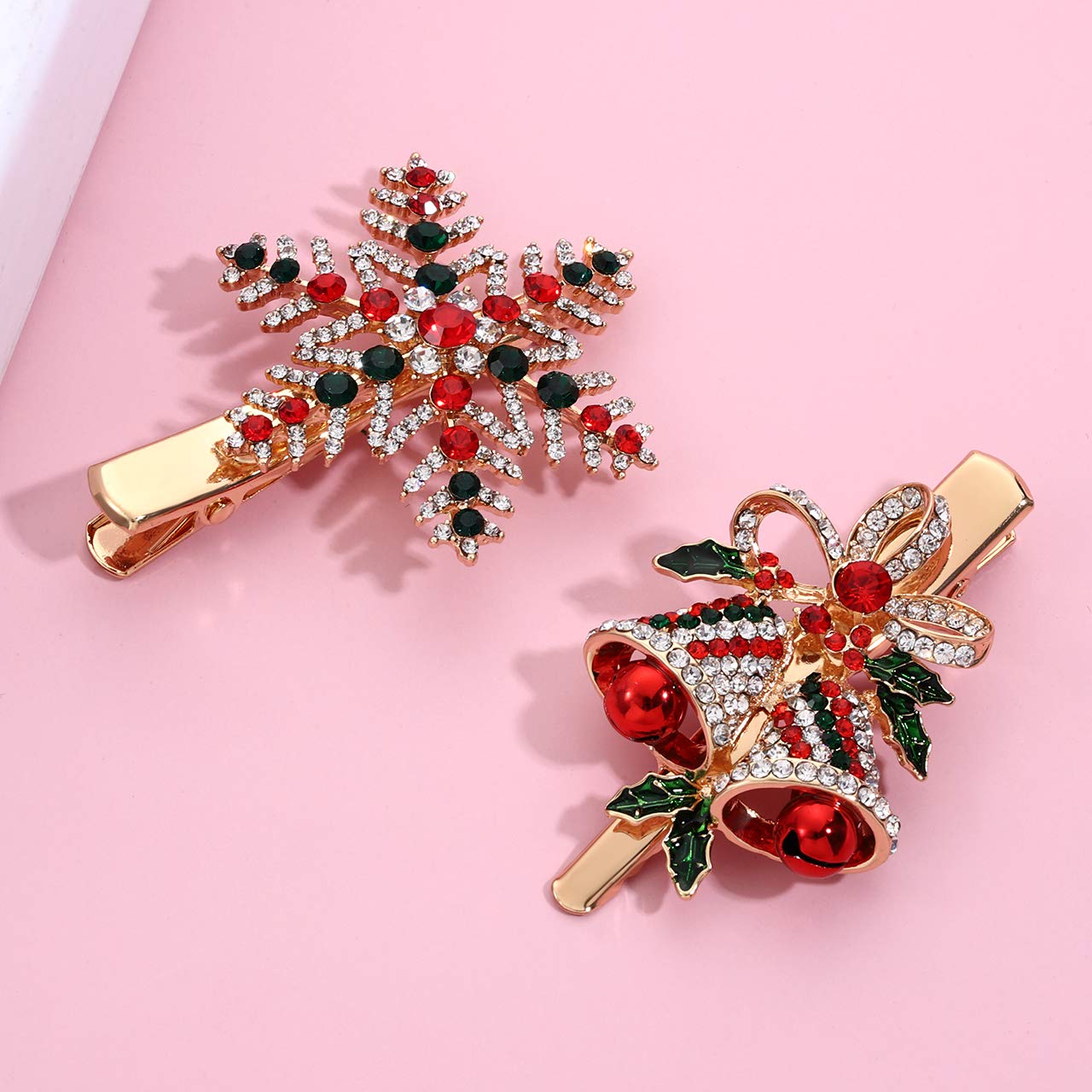 CENAPOG Christmas Hair Clips for Women Girls Sparkly Rhinestone Reindeer Wreath Hairpins Xmas Themed Snowflake Jingle Bell Hair Barrettes Festive Beauty & Personal Care CENAPOG