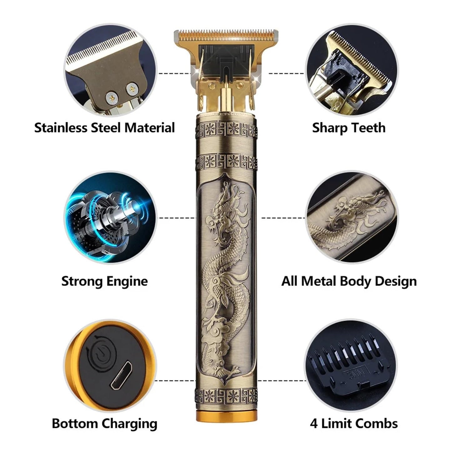 Razors Retro Original T9 Machine All-Metal Body Large-Capacity Battery Ultra-Long Battery Life Mute Barber Shaver Clipper Hair Trimmer(ABS Black Beauty and Personal Care EWKYLSEM