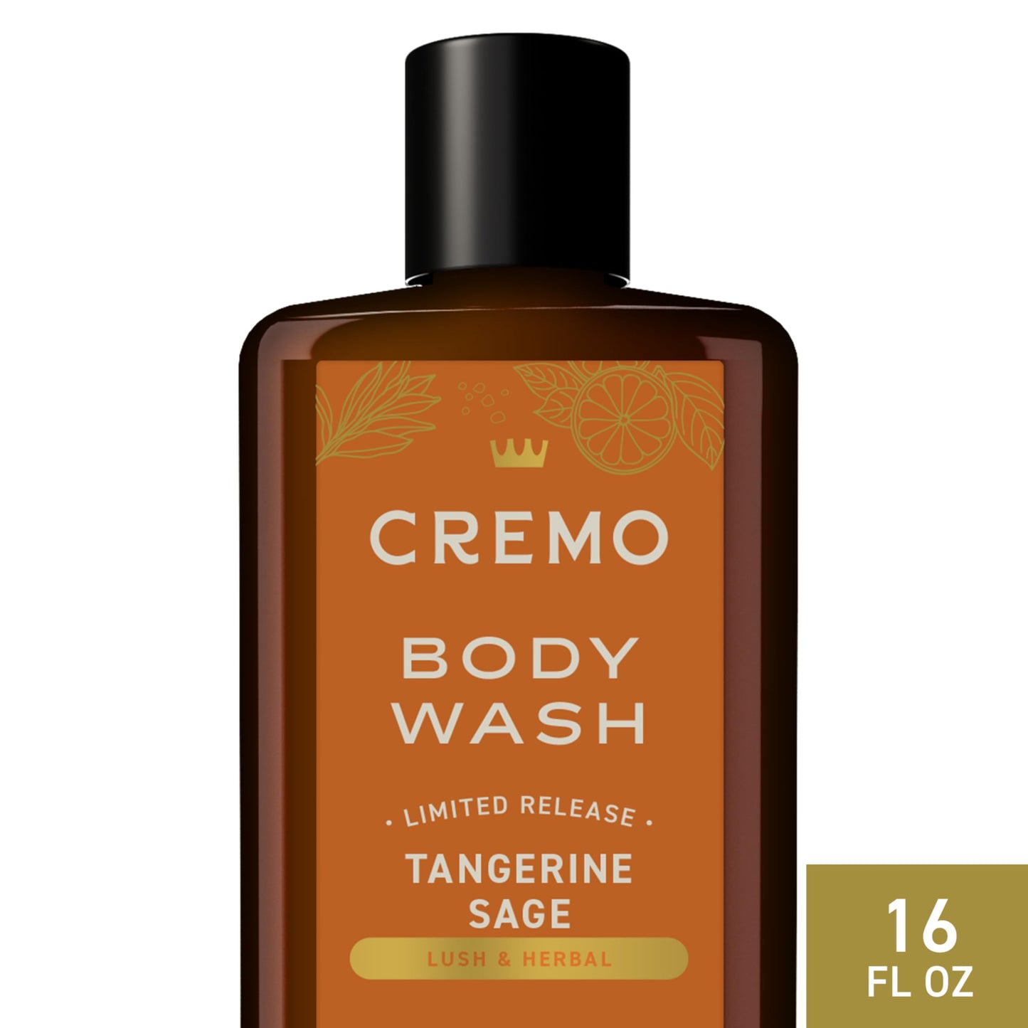 Cremo Rich-Lathering Tangerine Sage Body Wash Men, Notes of Fresh Tangerine, Sea Salt, and Wood Sage, 16 Fl Oz Beauty & Personal Care Cremo