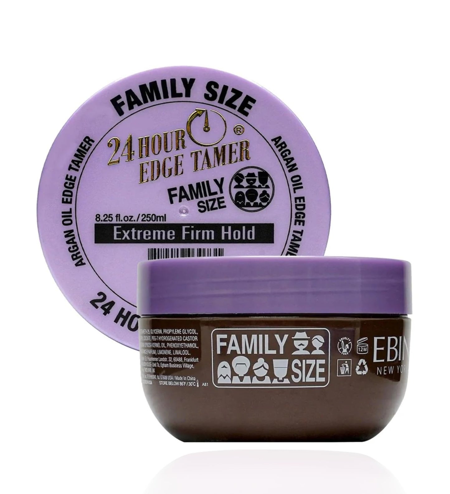 EBIN NEW YORK 24 Hour Edge Tamer - Extreme Firm Hold (8.25oz/ 250ml) - No Flaking, White Residue, Shine and Smooth texture with Argan Oil and Castor Beauty & Personal Care EBIN NEW YORK