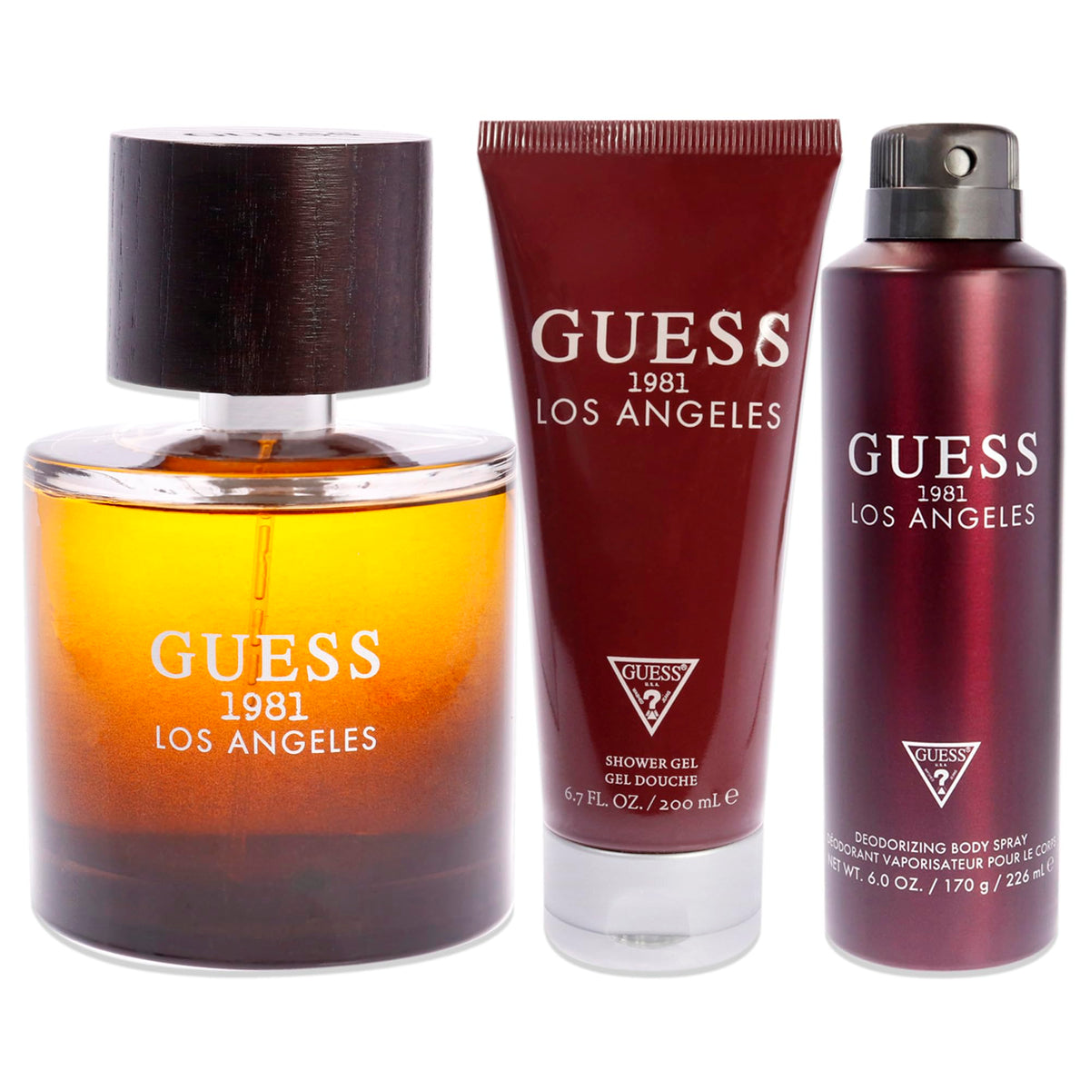 Guess 1981 Los Angeles 3 Pc Gift Set 3.4oz EDT Spray, 6.0oz Body Spray, 6.7oz Shower Gel GIFTSET