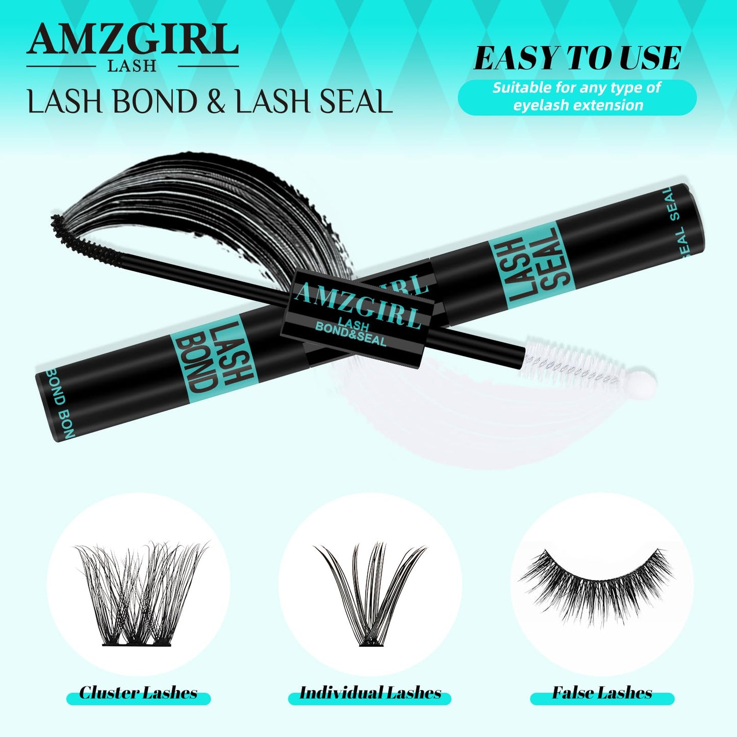 Lash Bond and Seal, Lash Glue for Eyelash Extensions, Eyelashes Clusters Lash Bond and Seal Waterproof 10ml, 2 in 1 Eyelash Glue Long Lasting for Lash Beauty and Personal Care AMZGIRL LASH