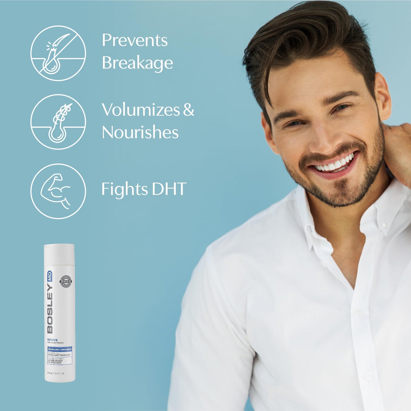 BosRevive Volumizing Conditioner for Noticeably Thinning, Non Color-Treated Hair - DHT-Blocking Saw Palmetto, Biotin Strengthening, Niacin Beauty & Personal Care BosleyMD