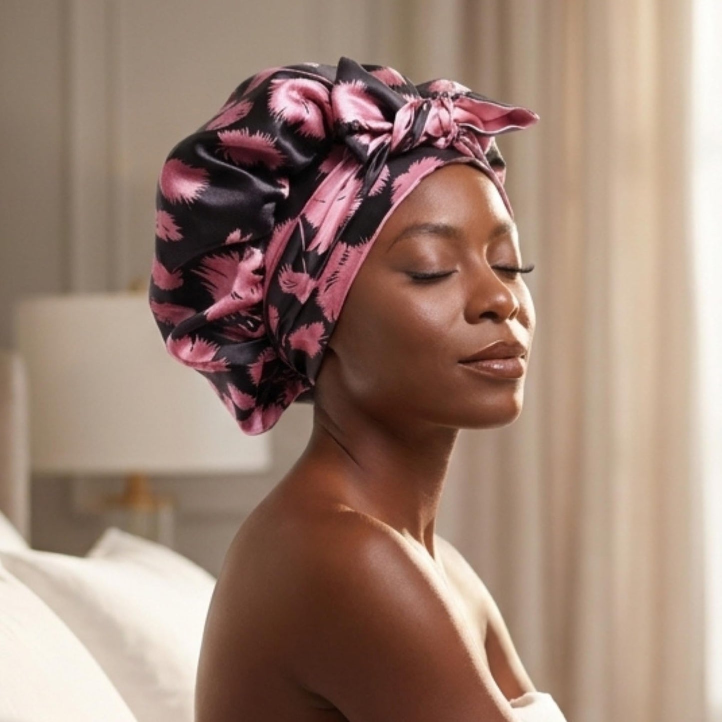 100% Mulberry Silk Bonnet for Sleeping with Ties - Adjustable 19 Momme Double-Layer Reversible Hair Wrap - Stay-On Sleep Cap for Women, Curly Beauty and Personal Care Nochka Fashion