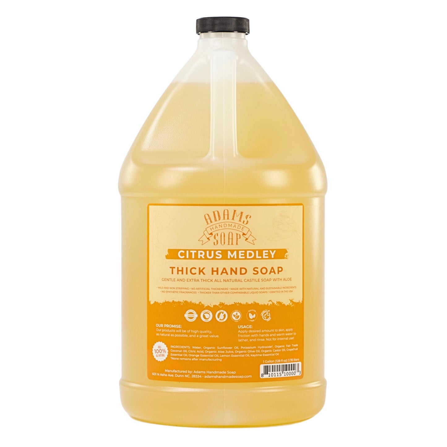 Adams Handmade Soap Thick Organic Castile Liquid Hand Soap 1 Gallon Refill - Citrus Medley Beauty & Personal Care Adams Handmade Soap