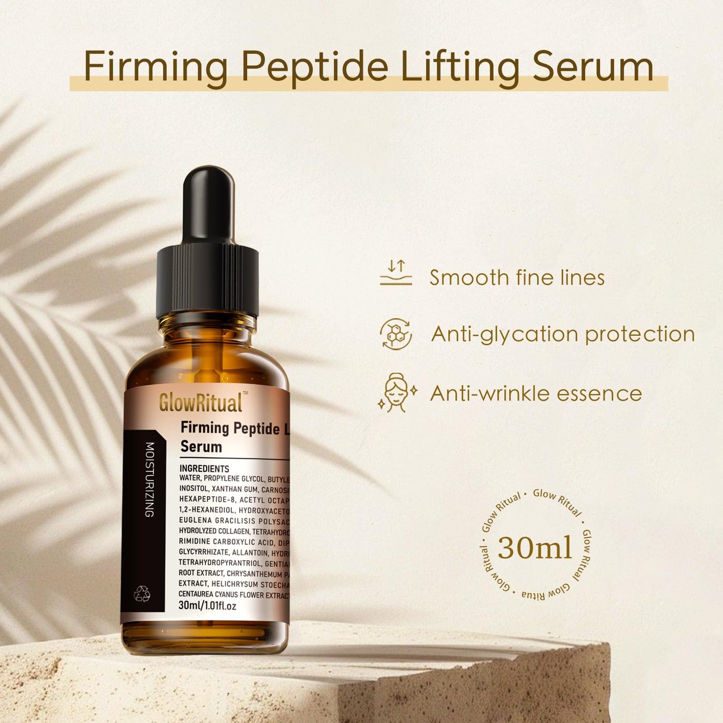 GlowRitual Firming Peptide Lifting Serum, Multi-Peptide Collagen Serum for Face, Daily Anti-Aging Serum to Smooth Fine Lines, Lightweight & Layerable Beauty & Personal Care GlowRitual