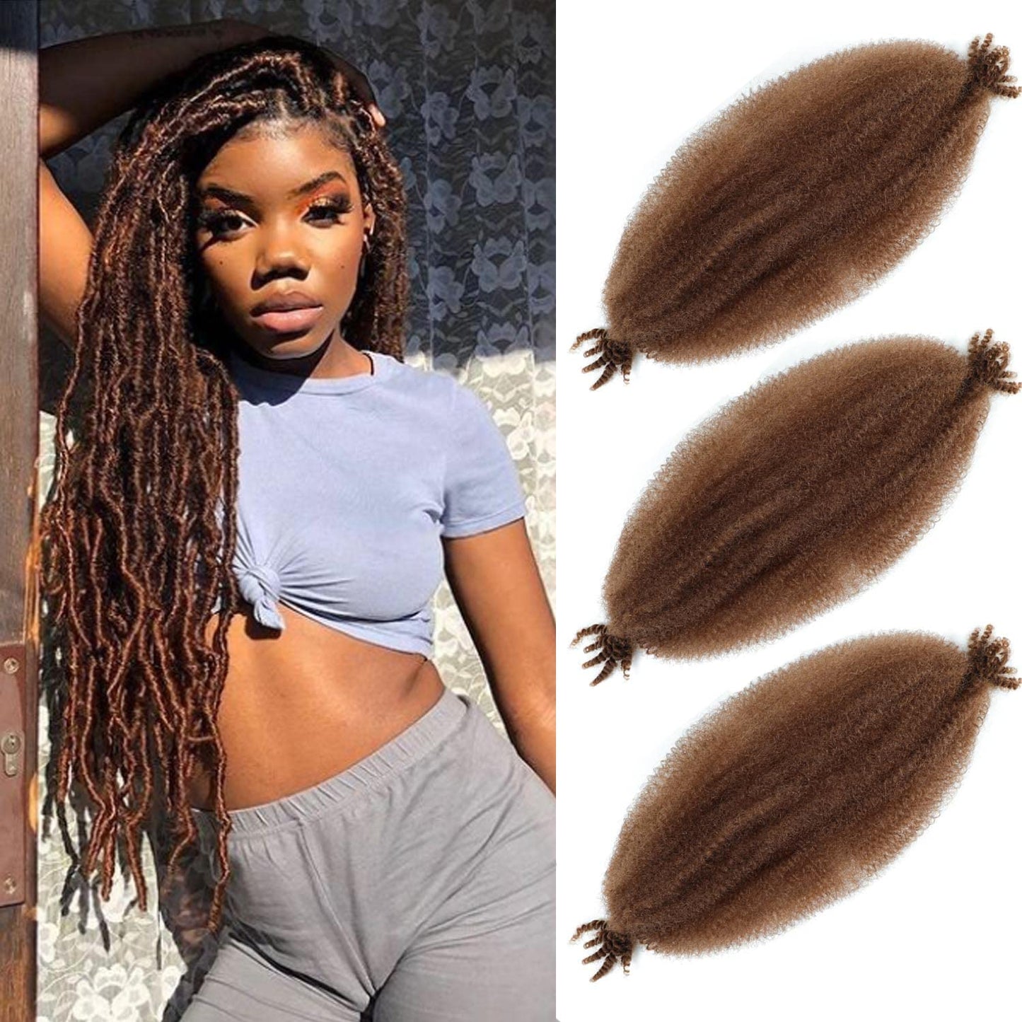 Afro Twist Hair 18 Inch 3 Packs, Springy Afro Twist Hair Pre Fluffed Spring Twist Hair Pre Separated Wrapping Hair for Soft Locs Hair Extensions (18 Beauty and Personal Care Hbegant Default Title