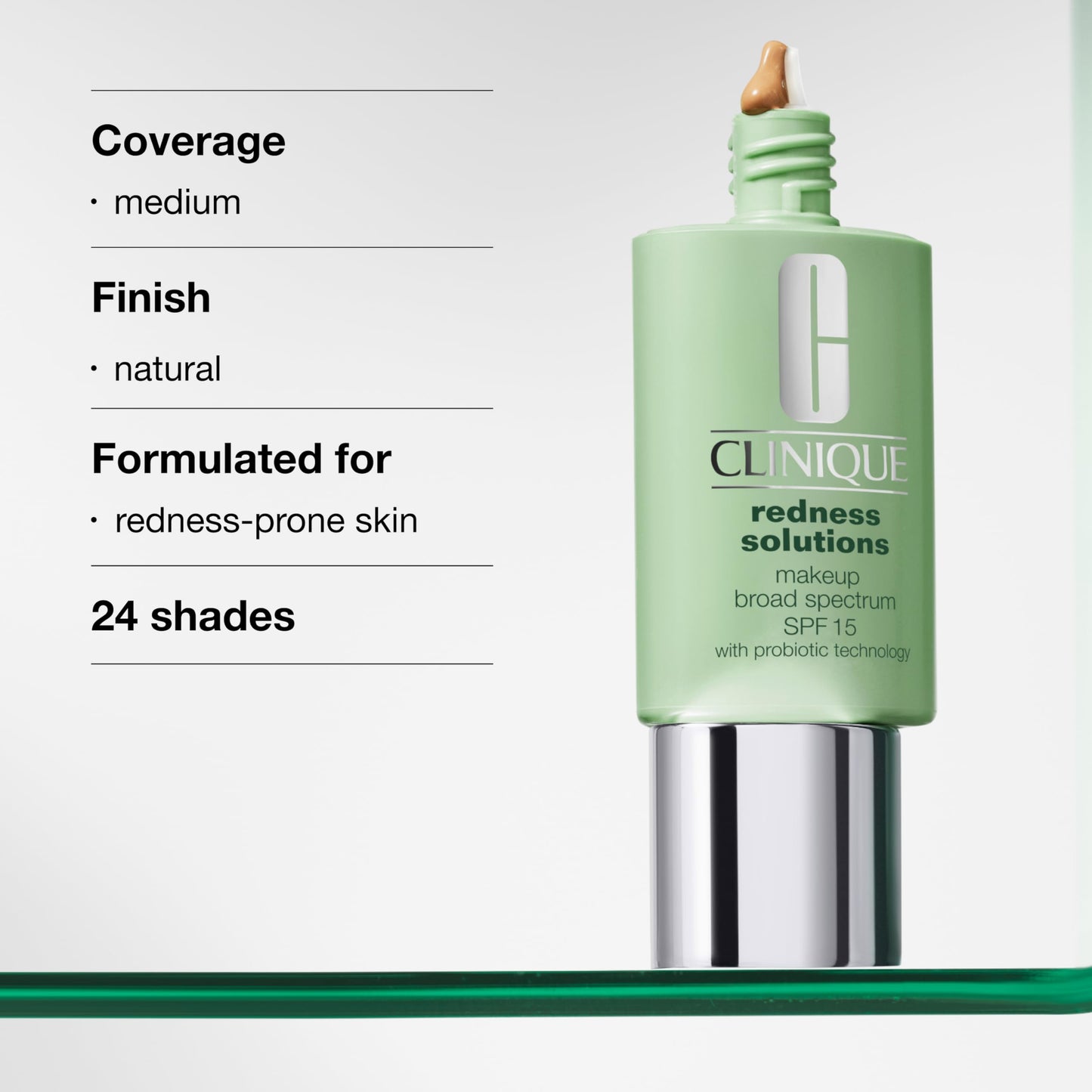 Clinique Redness Solutions Liquid Foundation Makeup Broad Spectrum SPF 15 With Probiotic Technology For Redness-Prone Skin| Medium Coverage + Natural Beauty & Personal Care Clinique
