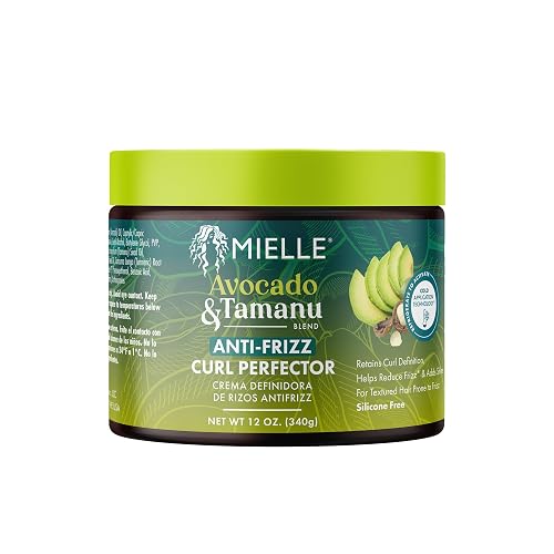 Mielle Organics Avocado & Tamanu Anti-Frizz Curl Cream for Textured Hair - Smoothing & Defining Cream to Lock In Moisture & Enhance Shine - Curly Hair Beauty & Personal Care Mielle Organics