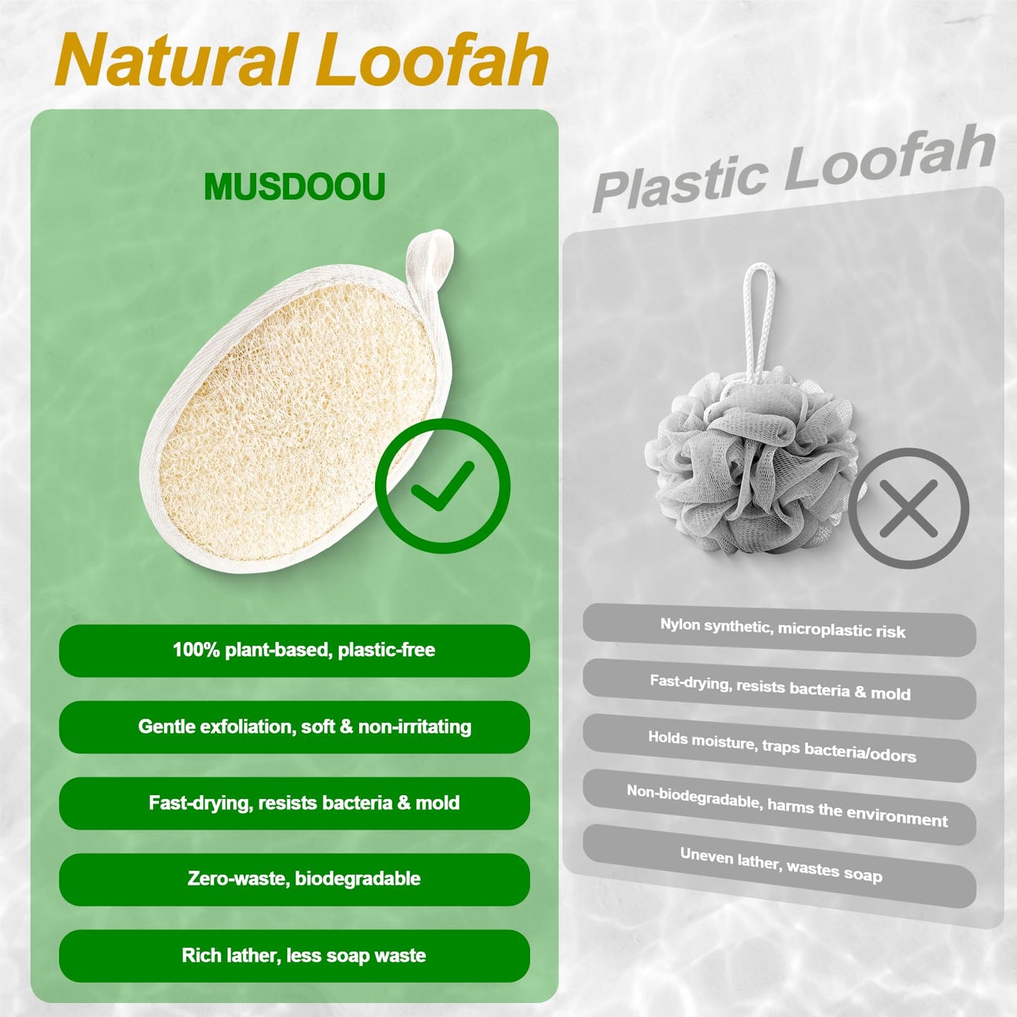 Natural Loofah Exfoliating Body Scrubber Pads, 24 Pack Dual Sided Shower Bath Loofah Sponge, Gentle Exfoliating Body Scrub for Men Women Full Body Beauty and Personal Care MUSDOOU