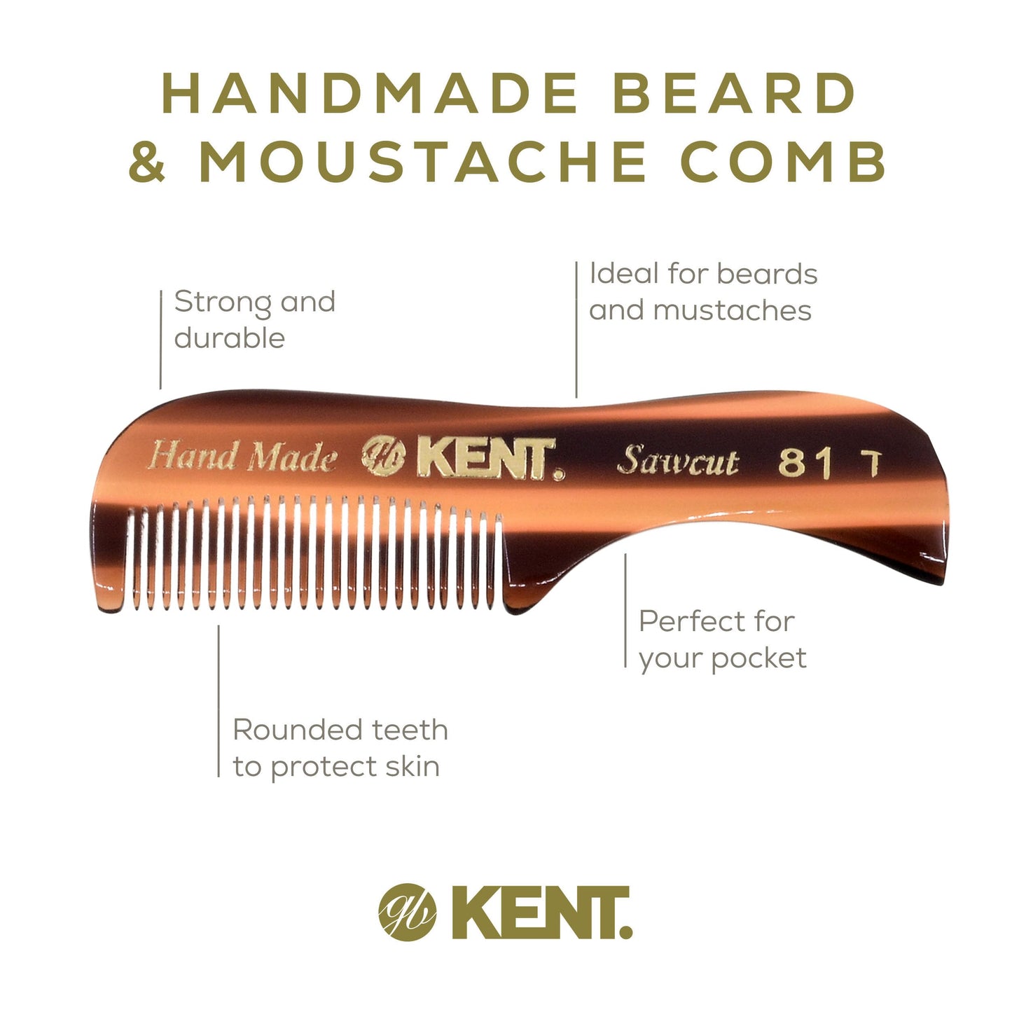 Kent Set Men's Hair Pocket Combs, Tortoise 81T X-Small, FOT All Fine Tooth, R7t Double Toothed Fine and Coarse. Best Hair, Beard and Mustache Grooming Beauty and Personal Care KENT
