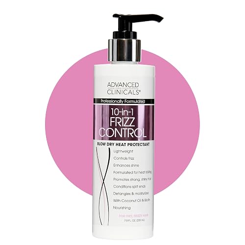 Advanced Clinicals 10-in-1 Anti-Frizz Hydrating Heat Protectant Hair Cream Coconut & Bamboo Strengthen, Detangle & Smooth Dry, Damaged Hair DEA Beauty & Personal Care Advanced Clinicals