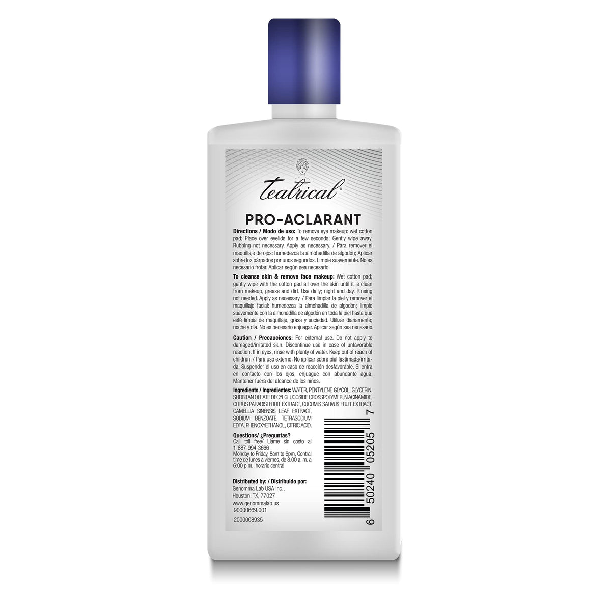 TEATRICAL Pro-Aclarant Micellar Water Cleanser & Makeup Remover, 13.5 Ounce Beauty & Personal Care TEATRICAL