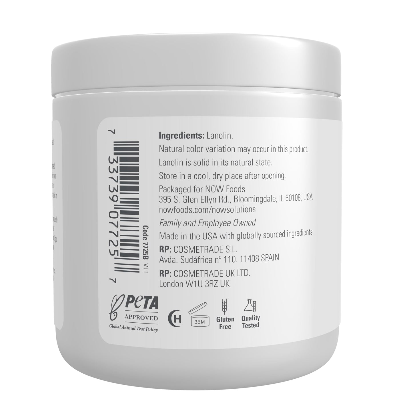 NOW Solutions, Pure Lanolin, Wind and Harsh Environment Skin Protectant, Thick Jelly, For Rough Dry Skin, 7-Ounce Beauty & Personal Care NOW Foods