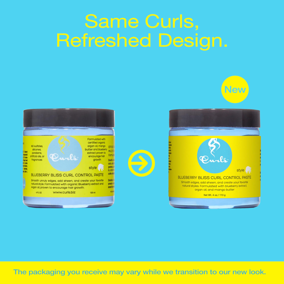 Curls Blueberry Bliss Control Paste - 4 fl oz, For Wavy, Curly, and Coily Hair Types, Smoothes Out and Slicks Down Edges, Tames Frizz & Adds Sheen Beauty & Personal Care Curls
